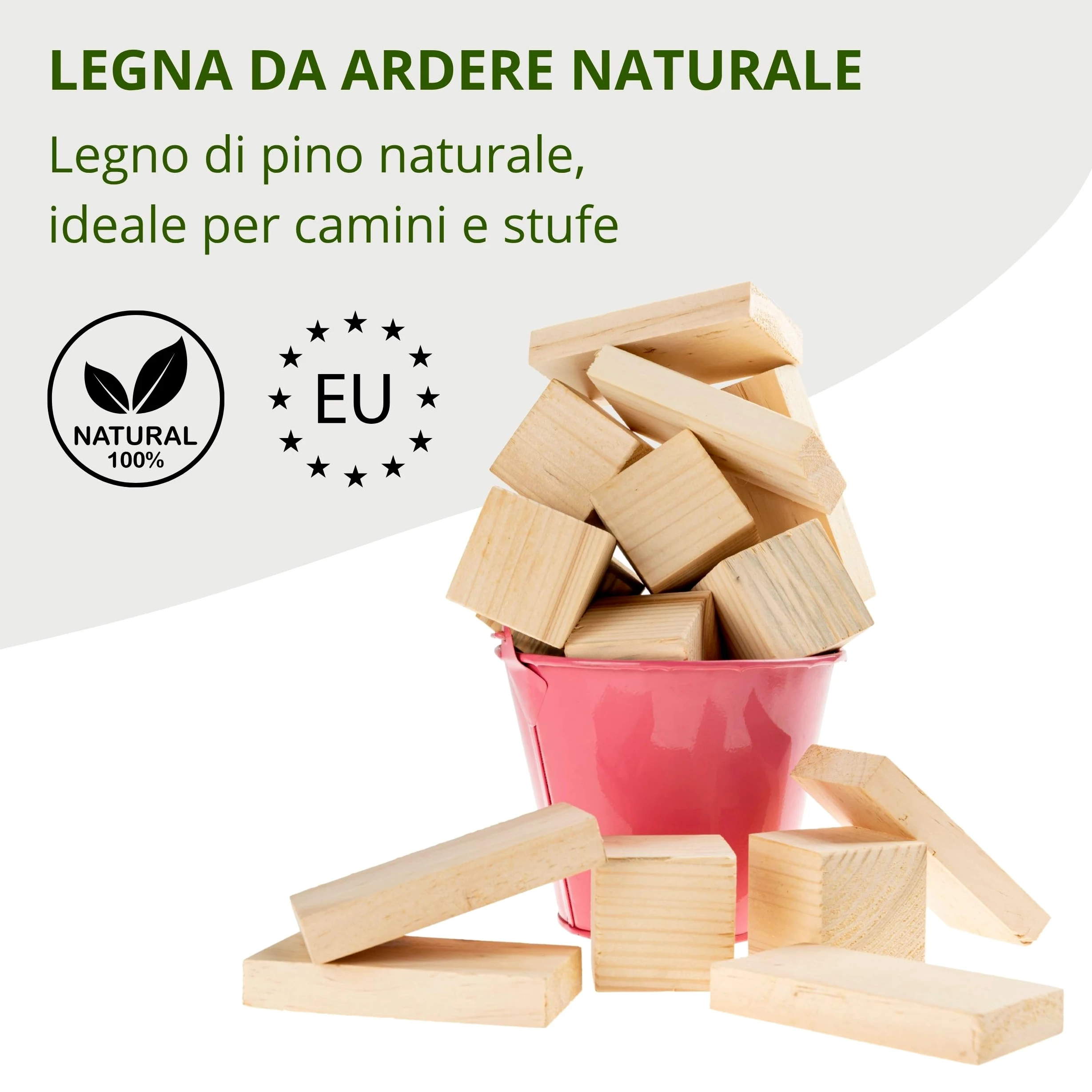 Floranica Bricchetti di Legno 20kg, Tronchetti Pressati per Stufa e Camino, Lunga Durata