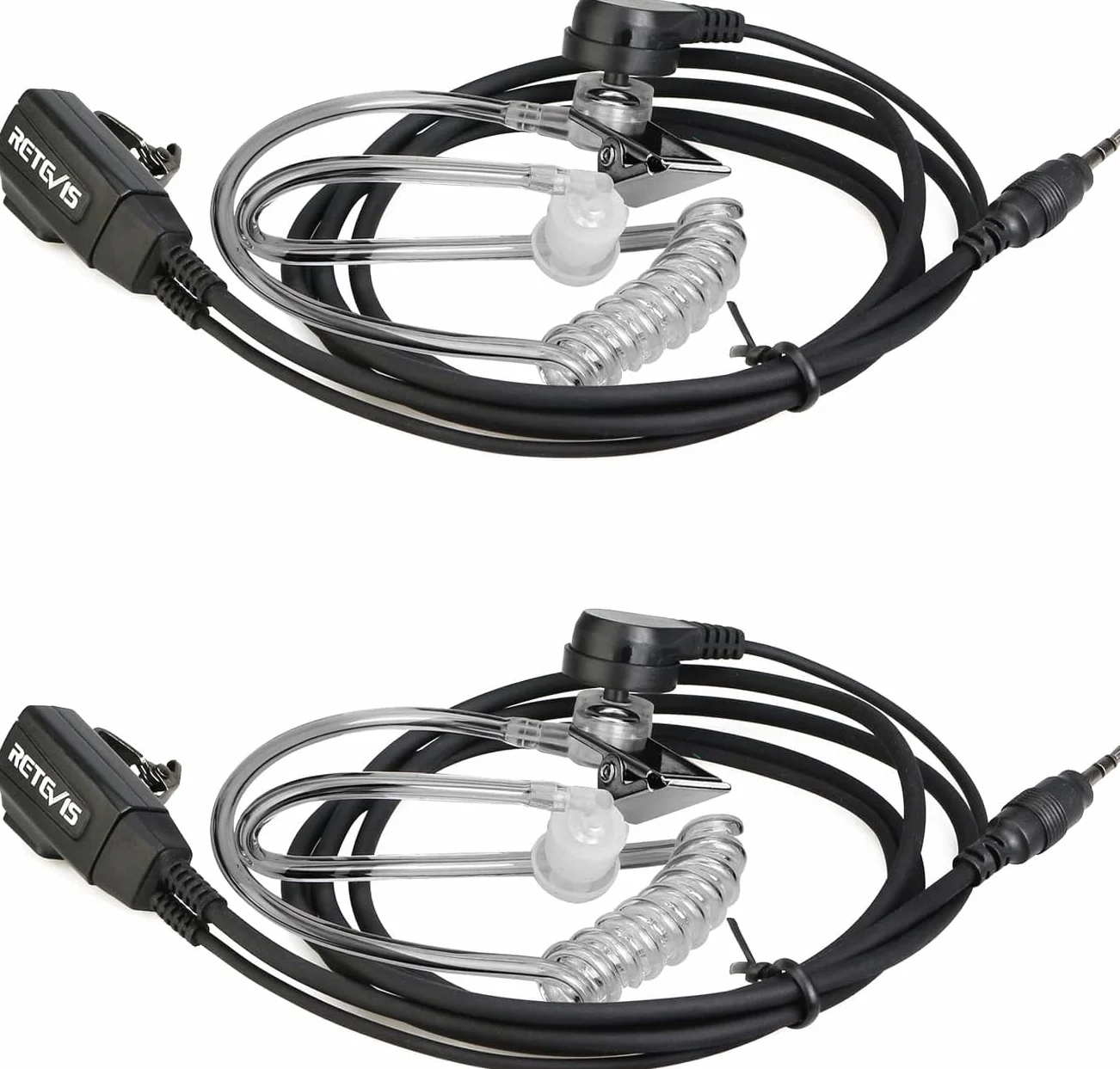 Retevis Walkie Talkie Auricolare 1 Pin 2.5mm, Radio Auricolare con Microfono, Walkie Talkie Cuffie, Auricolari PTT con Tubo Acustico Compatibile RB648 RT649 RT649B RT649P (2pcs)