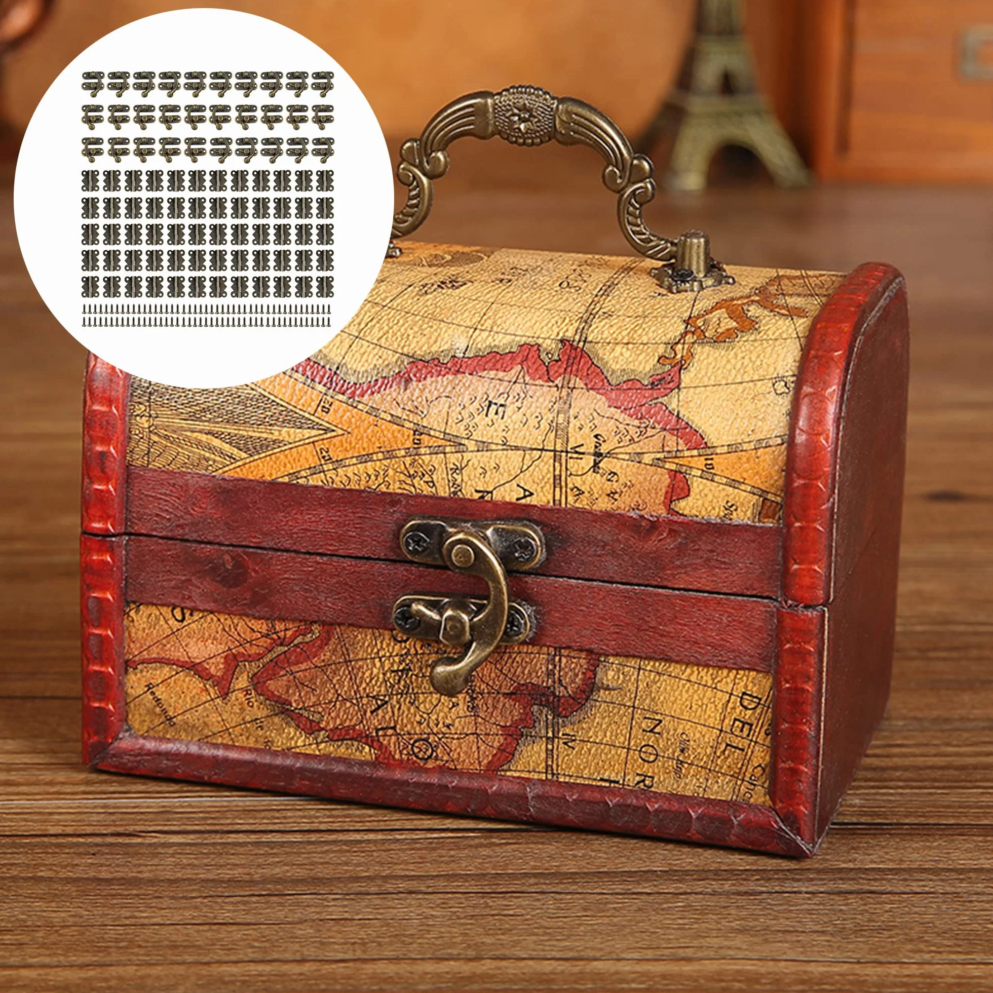 Gancio A Scatto Hasp Antico Legno, Serratura Vintage Sinistra/Destra, Cerniere A Farfalla Antiche 90 Pcs Per Scatole Di Legno