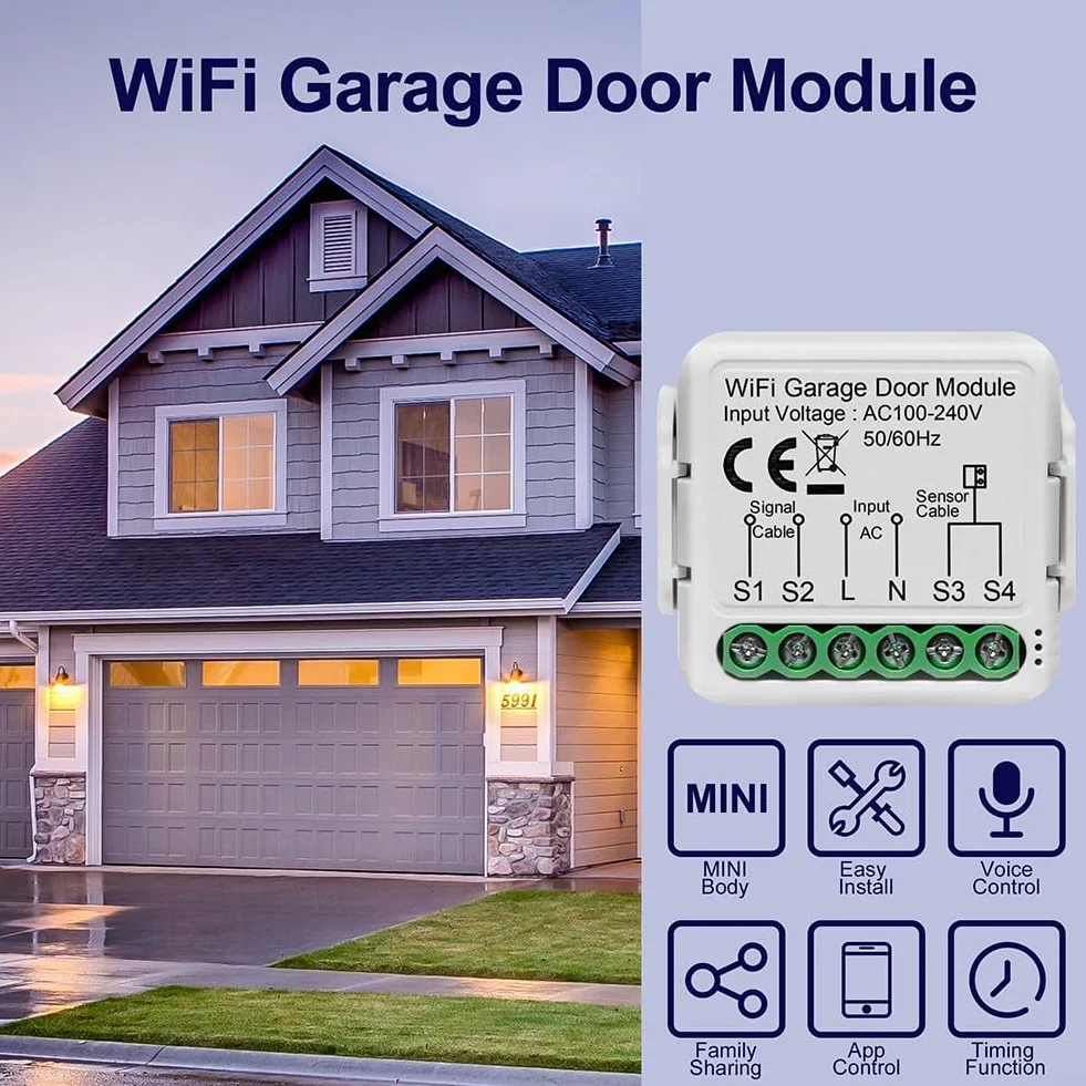 Tuya Smart WiFi Garage Door Controller Timing Interruttore intelligente On-Off App Telecomando controllo accessi