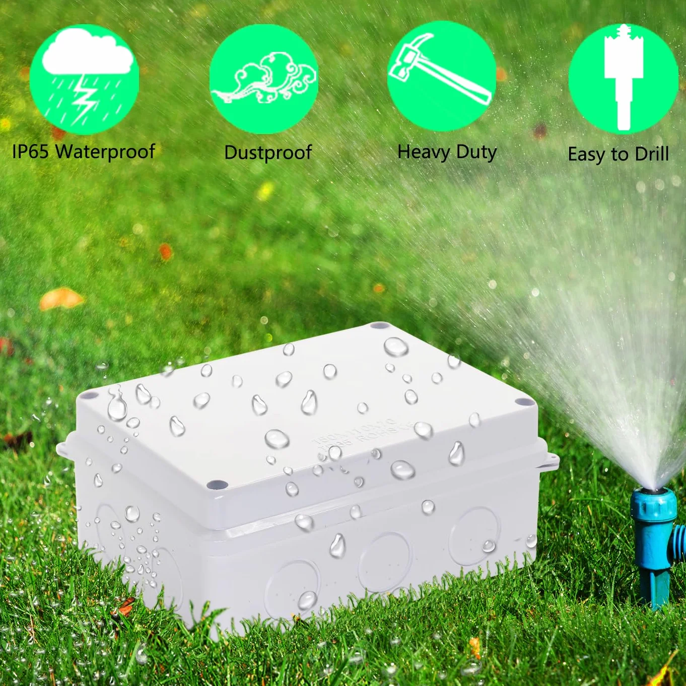 Scatola di giunzione, 2 scatole elettriche con fori riservati, impermeabili, IP65, in plastica ABS, colore bianco, 150 x 150 x 70 mm