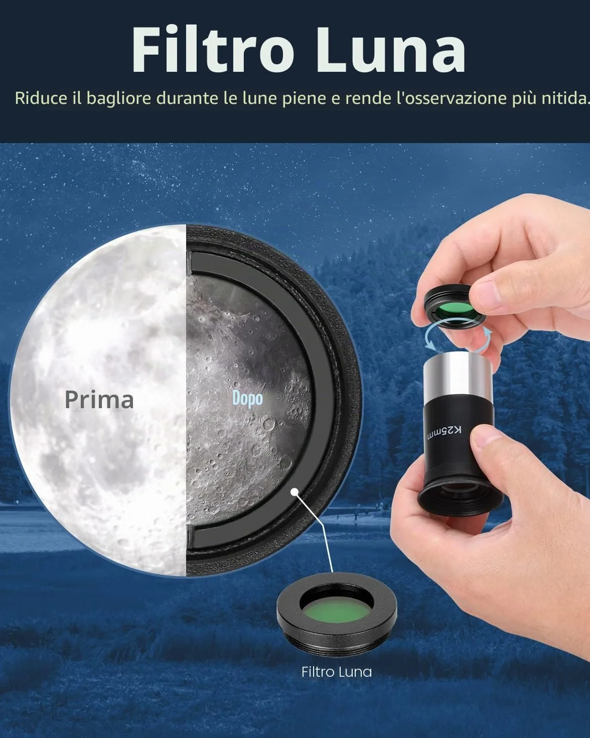 ESSLNB Telescopio Astronomico Professionale 36070 Telescopio Astronomico con Regolabile Treppiedi Adattatore Telefonico 3X Barlow Lente e Filtro Lunare