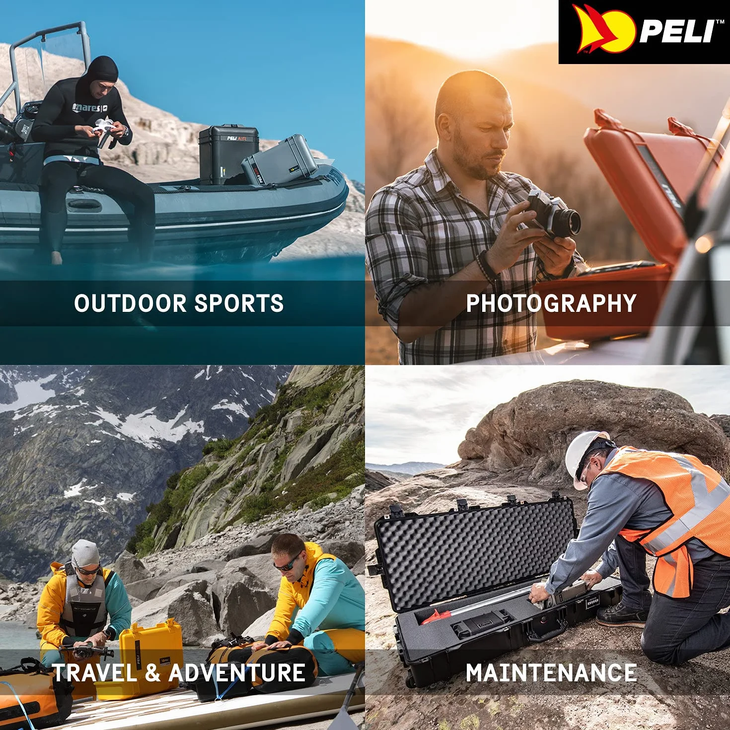 PELI 1640 Caso di trasporto pesante, IP67 Impermeabile e a prova di polvere, Capacità di 130L, Prodotto in USA, Con Inserto in schiuma personalizzabile, Colore Nero