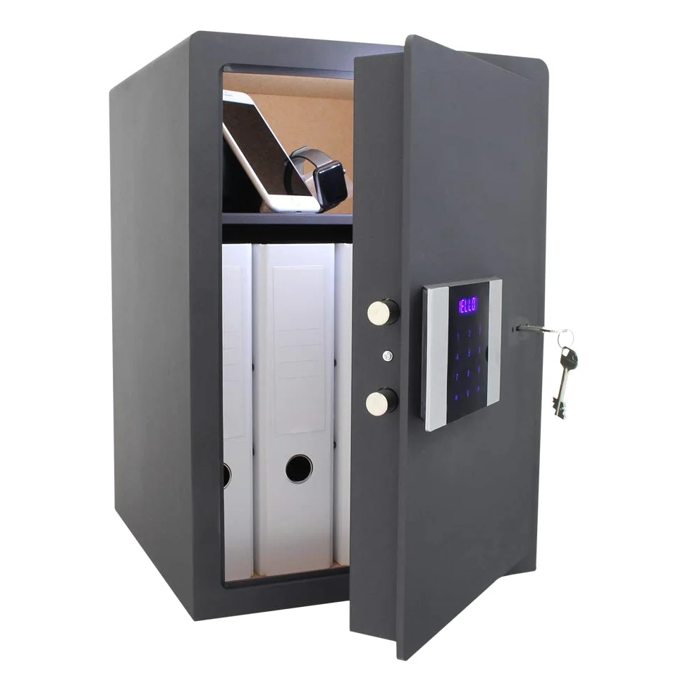 Rottner cassaforte a mobile per hotel Prestige 500, in acciaio, con serratura elettronica e pannello touch (codice master), apertura di emergenza meccanica, illuminazione interna, di colore nero.
