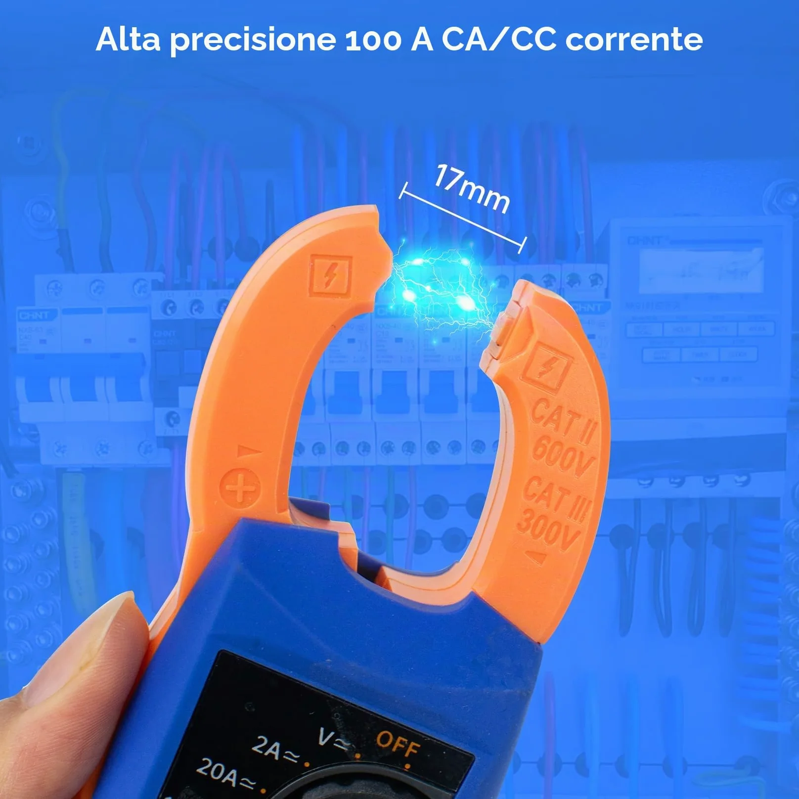 OWON CM2100B Pinza amperometrica Bluetooth 20000 conteggi palmare True RMS 600V 100A AC/DC Test corrente e tensione con protezione da sovraccarico VFC, tester di capacità di resistenza, funzione NCV