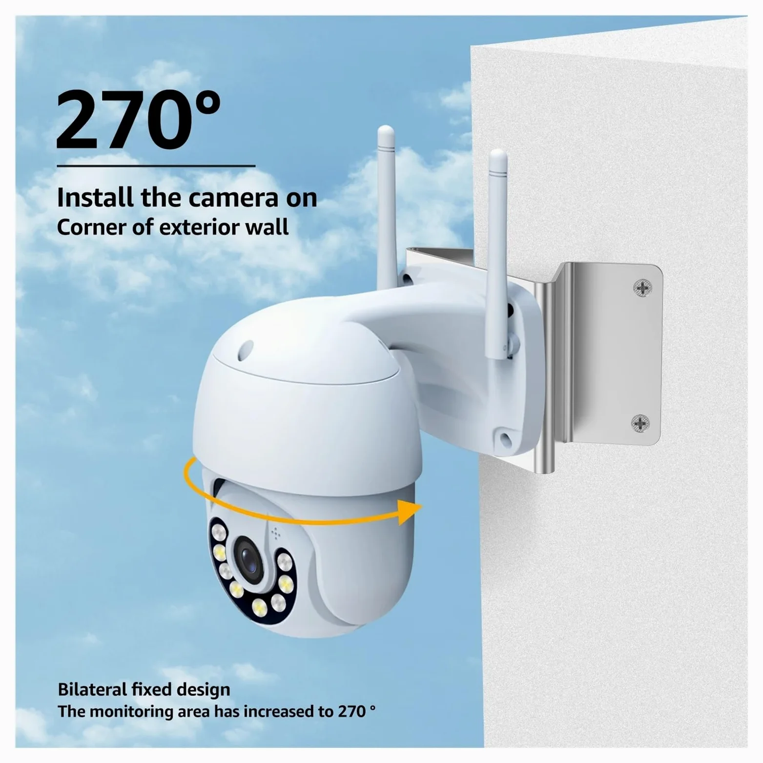 Supporto angolare a parete for telecamere PTZ/di sicurezza, acciaio inossidabile