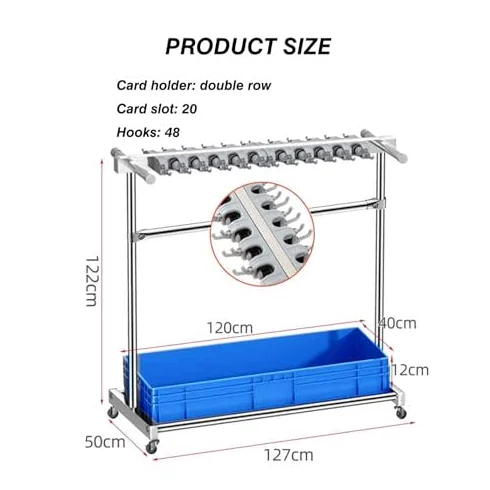 Portascope e mocio in acciaio inox con ganci, organizer da pavimento per garage, giardino, scuola