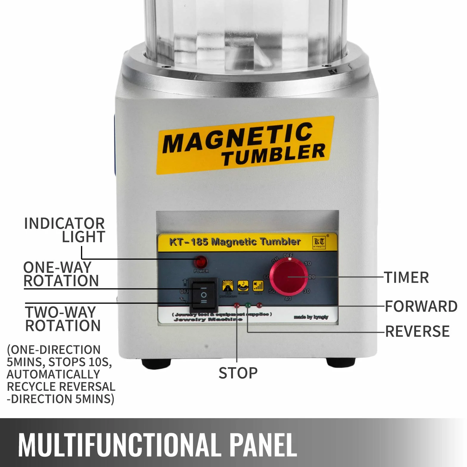VEVOR Lucidatrice Magnetica per Gioielli 180mm Tamburo Rotante 2000 RPM Rotazione Bidirezionale