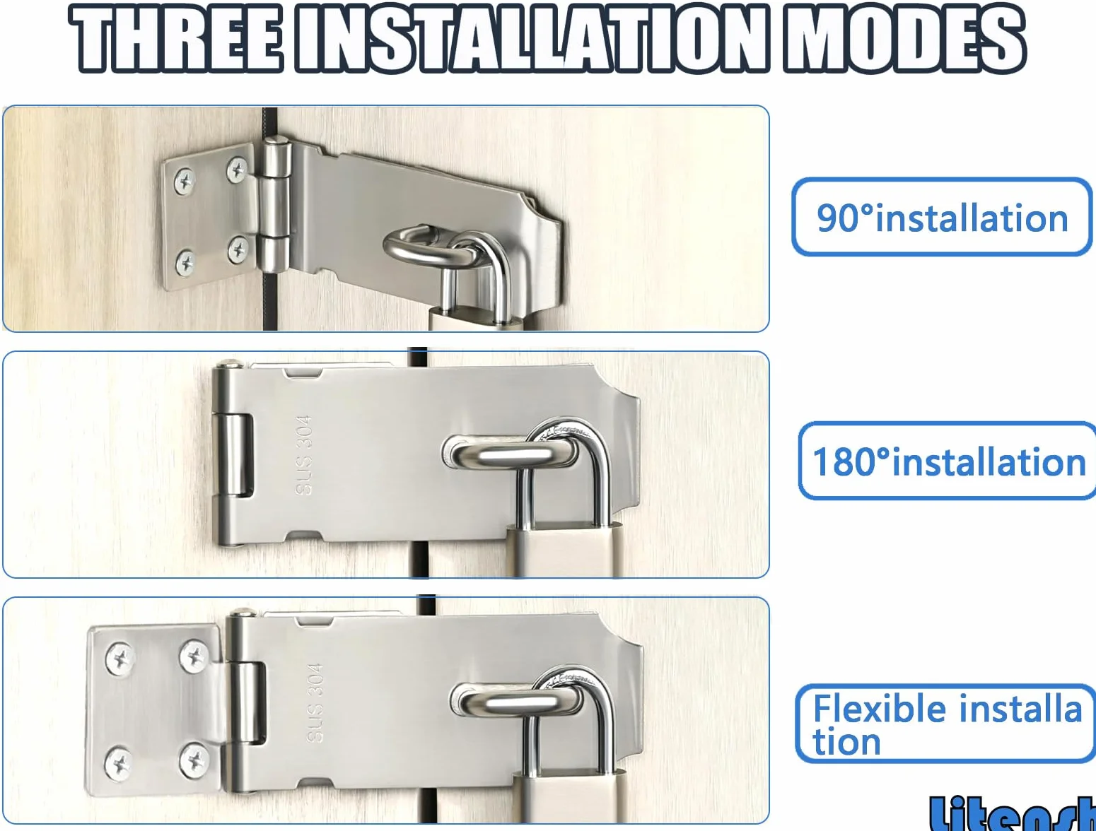 Packlock Hasp Serrature per porte in acciaio inox 7,6 cm chiusura di sicurezza extra spessa
