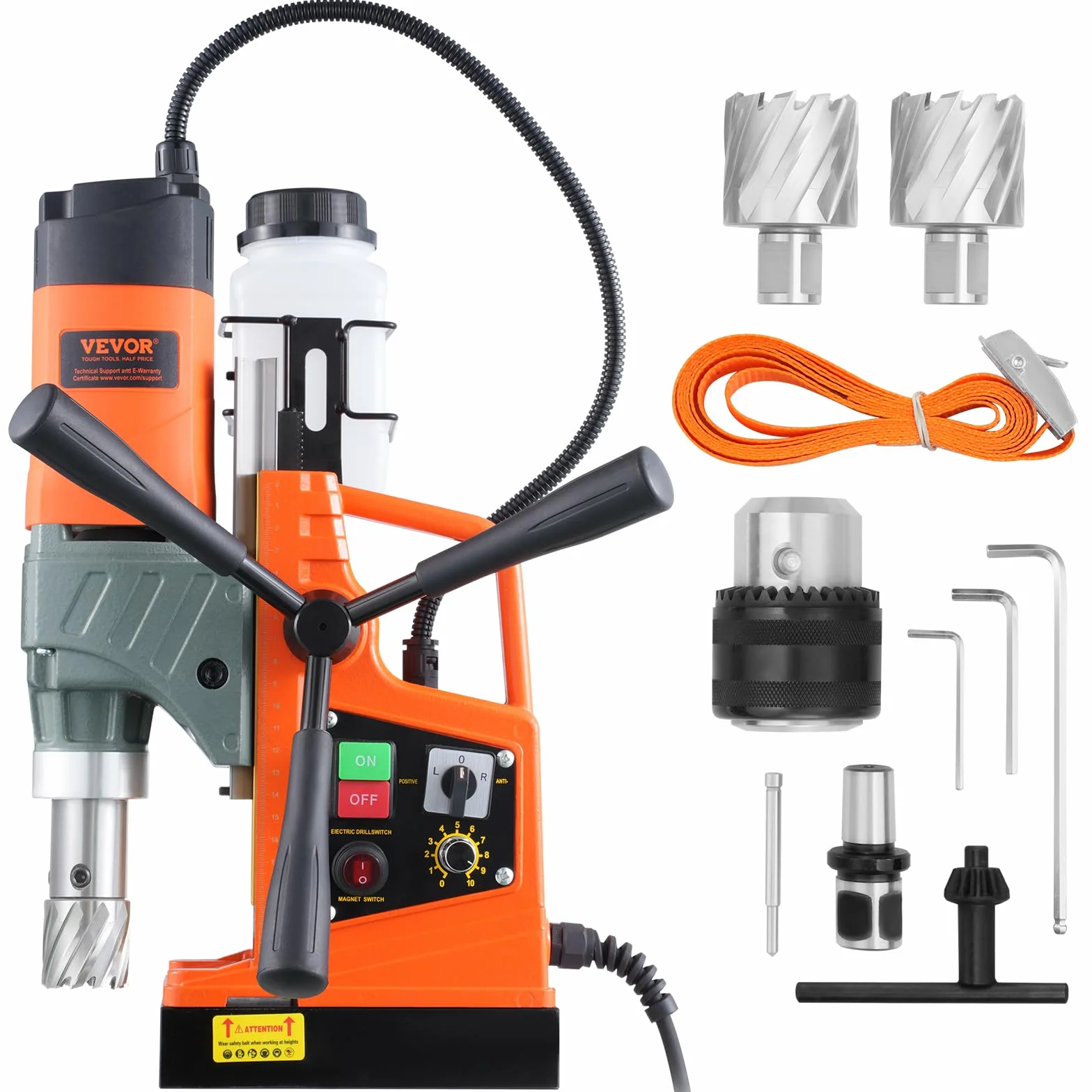 VEVOR Trapano magnetico a colonna portatile 1450 W 12500 N 800 giri/min 40 mm 50 mm