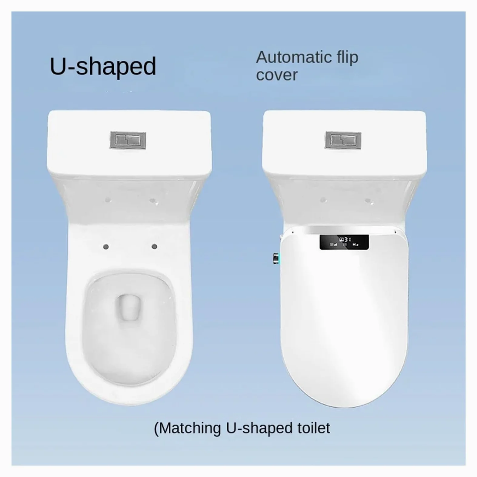 Tavoletta WC Chiusura Ammortizzata Sedile bidet automatico con funzione di riscaldamento, sedile WC intelligente universale a forma U e D(51.5 Automatic cover,220V-230V)