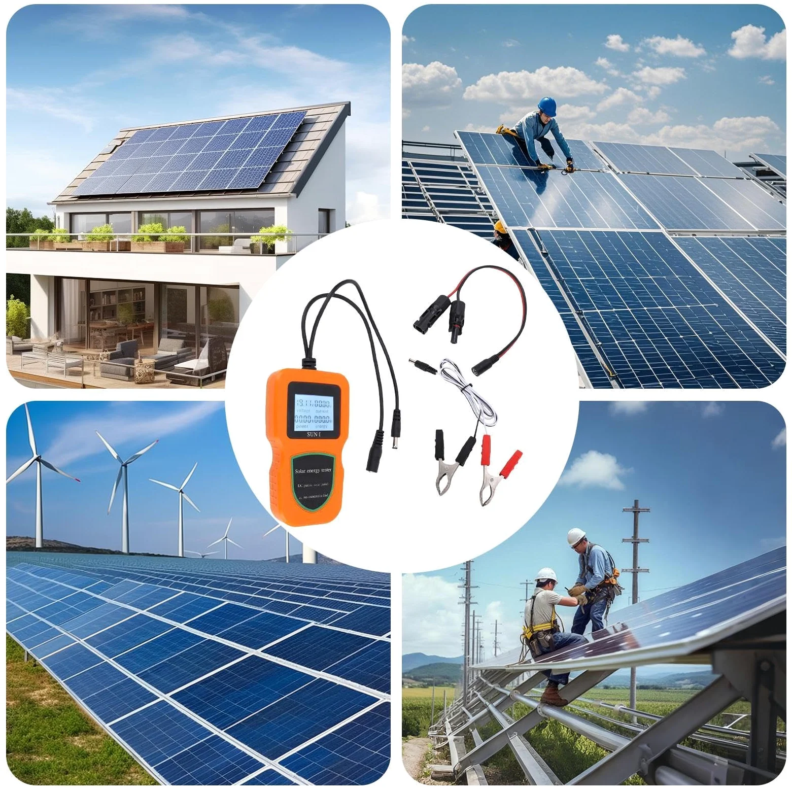 Misuratore Pannello Solare Portatile Senza Batteria | Misuratore di per Pannelli Per Esterno Casa Appartamento Automobile Furgone Camper Barca Viaggio Monitoraggio Test