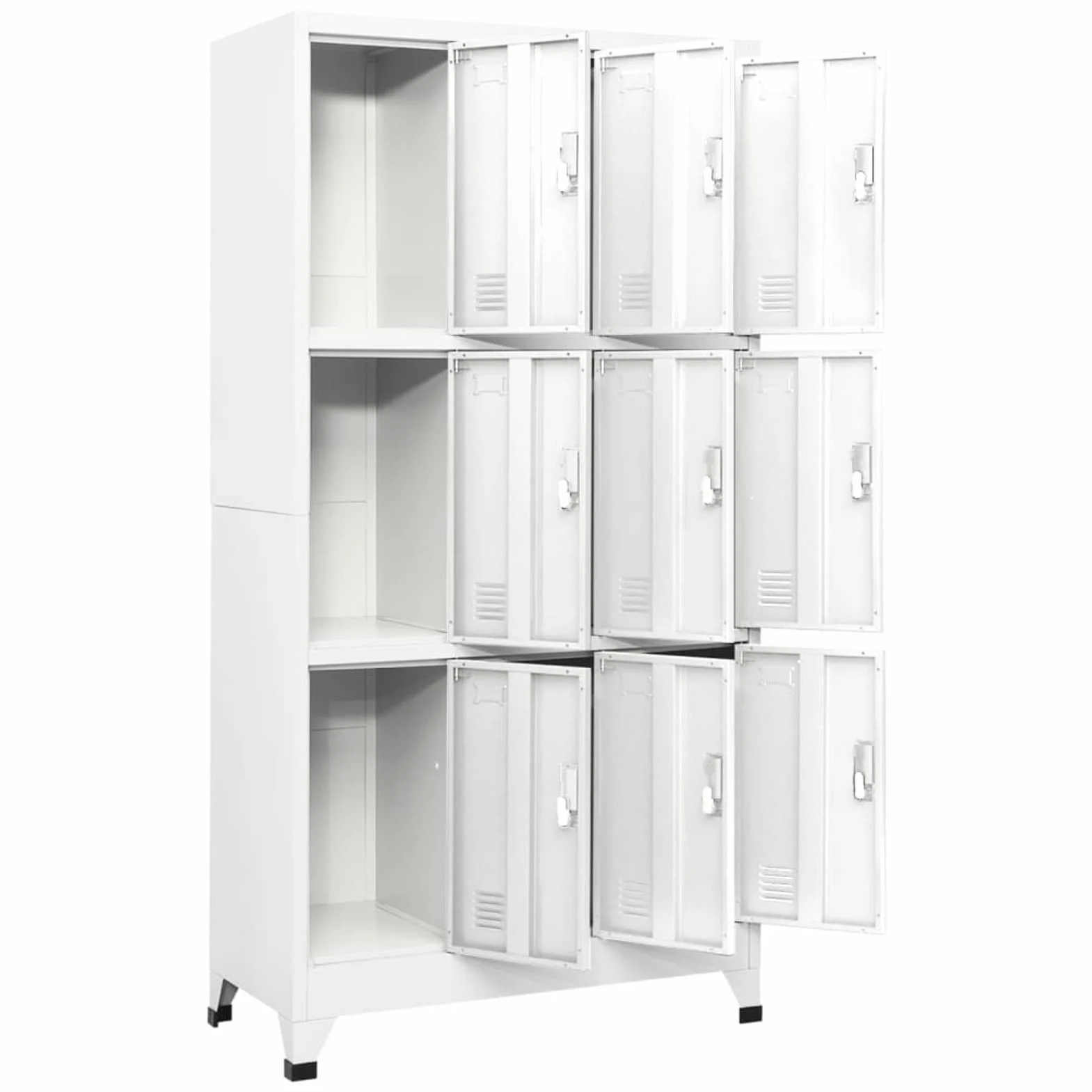 Armadietto spogliatoio Armadio Metallico con 9 Scomparti Armadietti Multiuso e portascope Fessure di Ventilazione in Acciaio-Grigio-con 9 armadietti