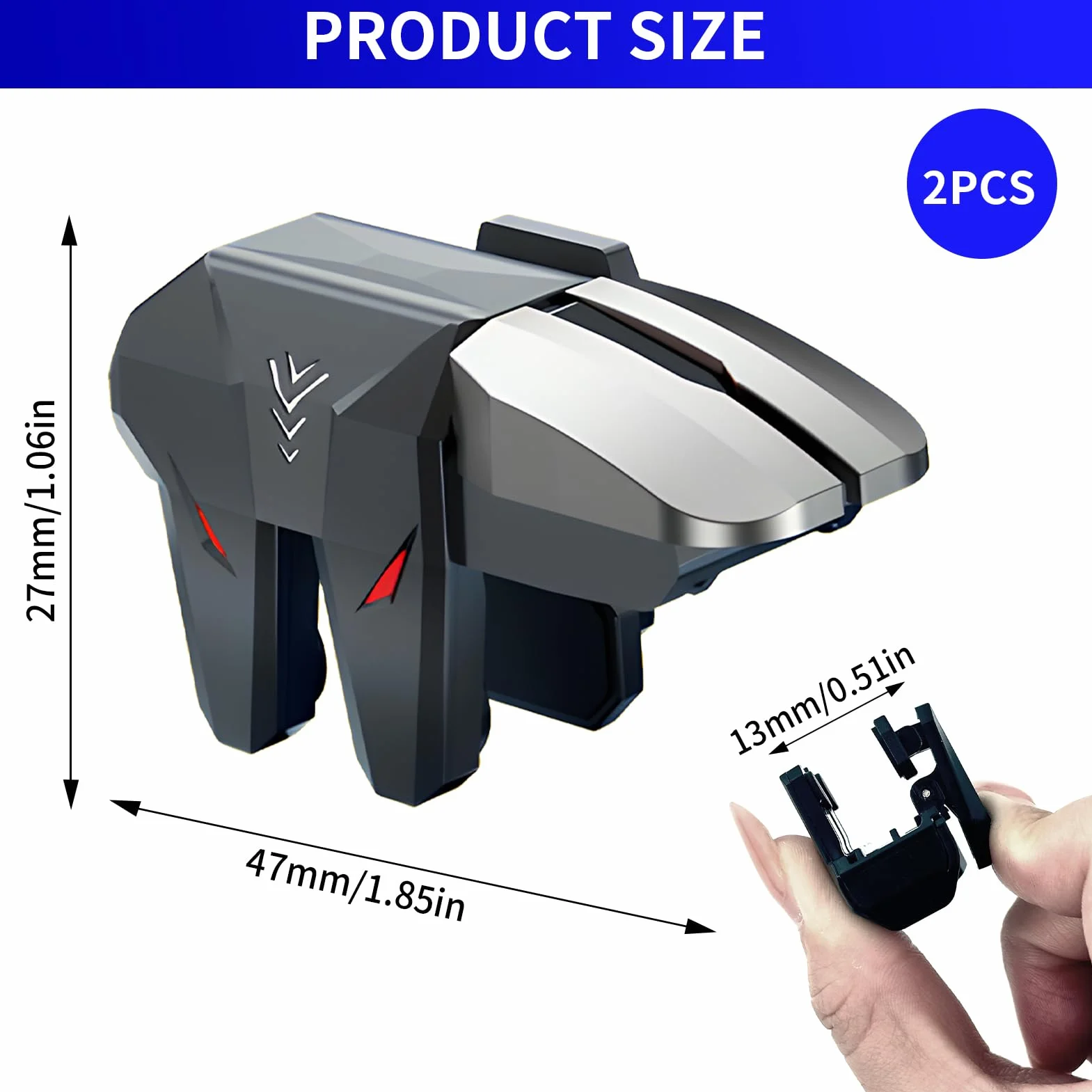 Toaluea 2 Pezzi Triggers 6 Dita Joystick Controller per PUBG COD, Trigger Mobile Gaming con Grilletti L1R1 L2R2, Triggle Grilletti Pulsante Meccanico Fisico per iPhone Telefono Smartphone Android