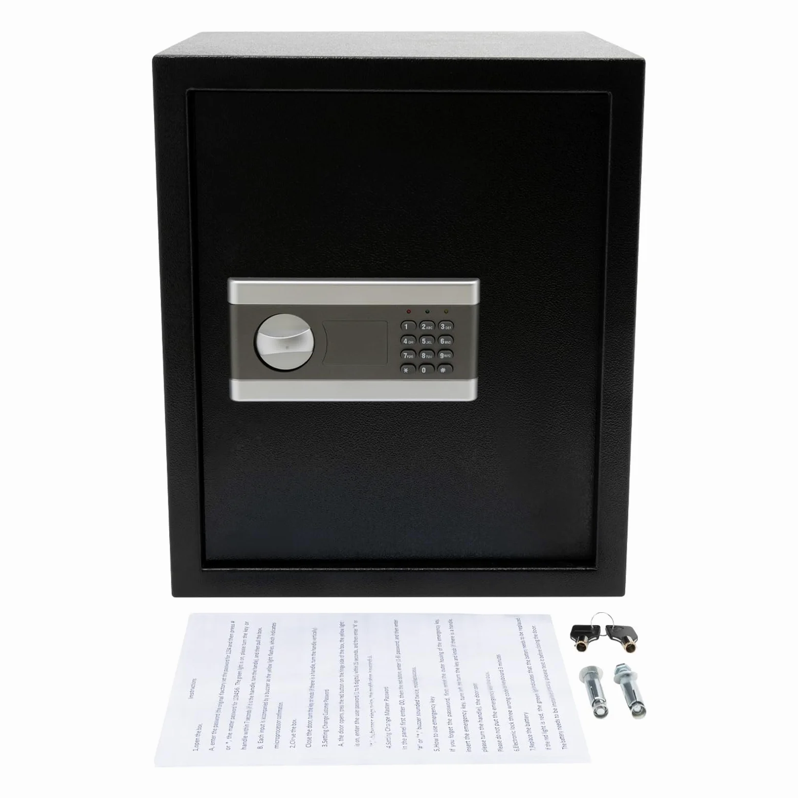 Cassaforte da 45 l, cassaforte da parete, ignifuga, cassaforte per mobili, 38 x 31 x 45 cm, grande cassaforte digitale | con 2 chiavi per cassaforte di emergenza