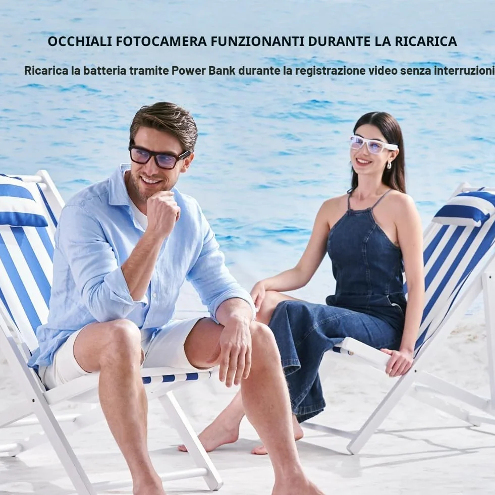 OhO Smart Glasses, occhiali da sole con fotocamera da Bluetooth, con altoparlante aperto, cuffie auricolari, per sport interni ed esterni, protezione UV polarizzata, per uomini e donne,