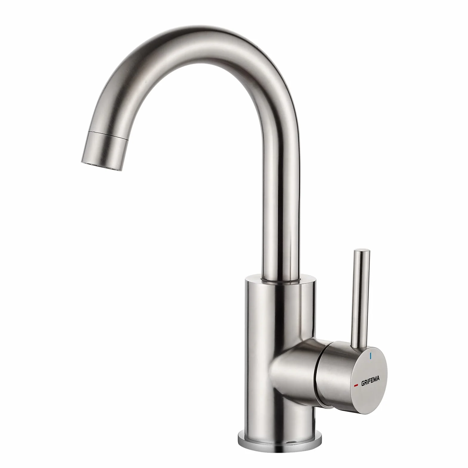 GRIFEMA Miscelatore Lavabo Bagno Alto Grigio Opaco, Rubinetto Girevole a 360° in Ottone, Monocomando Moderno Antracite per Lavandino, Bocca Alta 180mm, Design Anti-corrosione, Attacco G3/8, G1002A