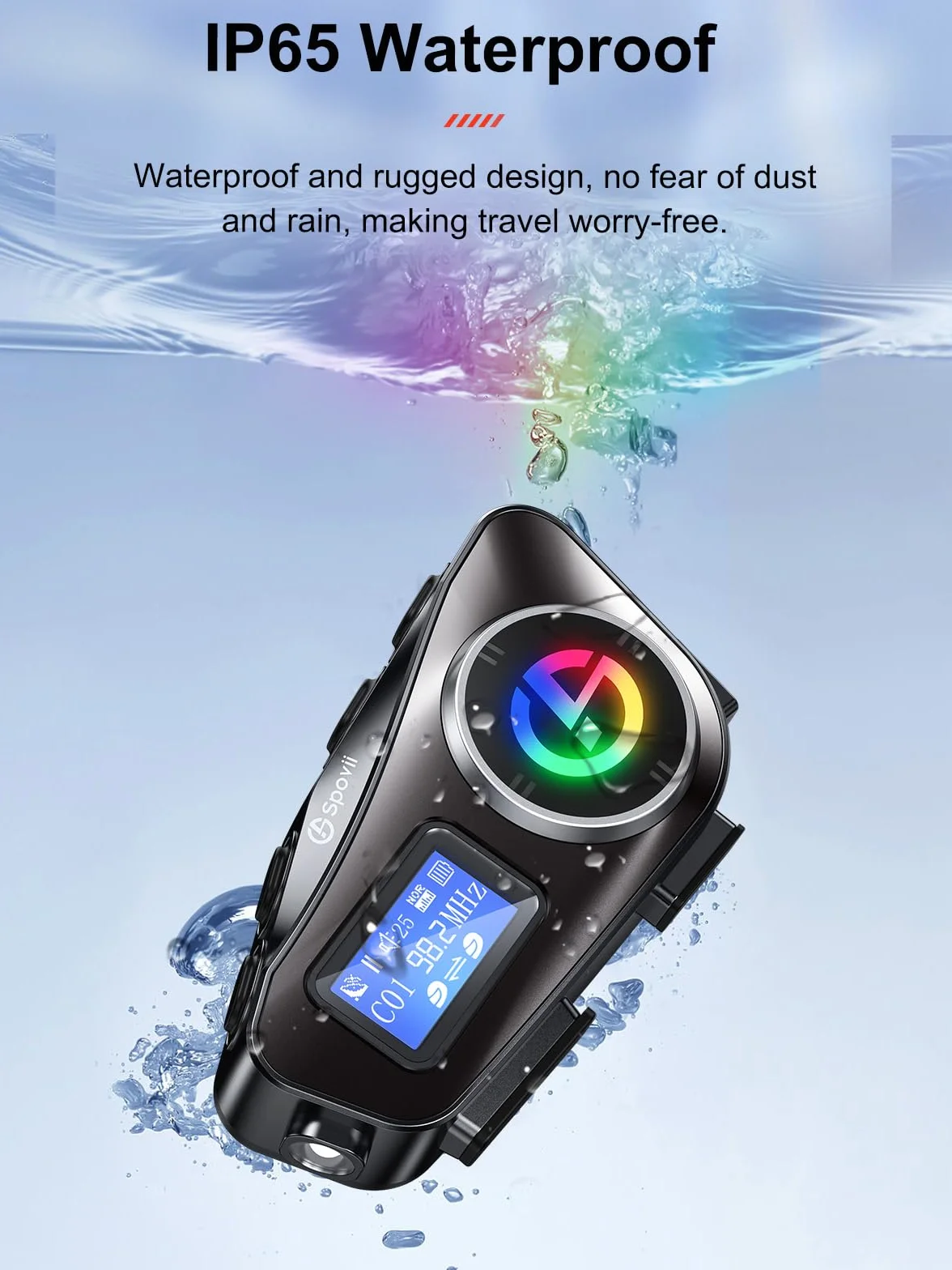 C1 Interfono Bluetooth per Casco Moto, Interfono Moto 500m con Condivisione Musica, Radio FM, Slot Micro SD, Batteria 1000mAh - Compatibile con Diversi Tipi di Casco