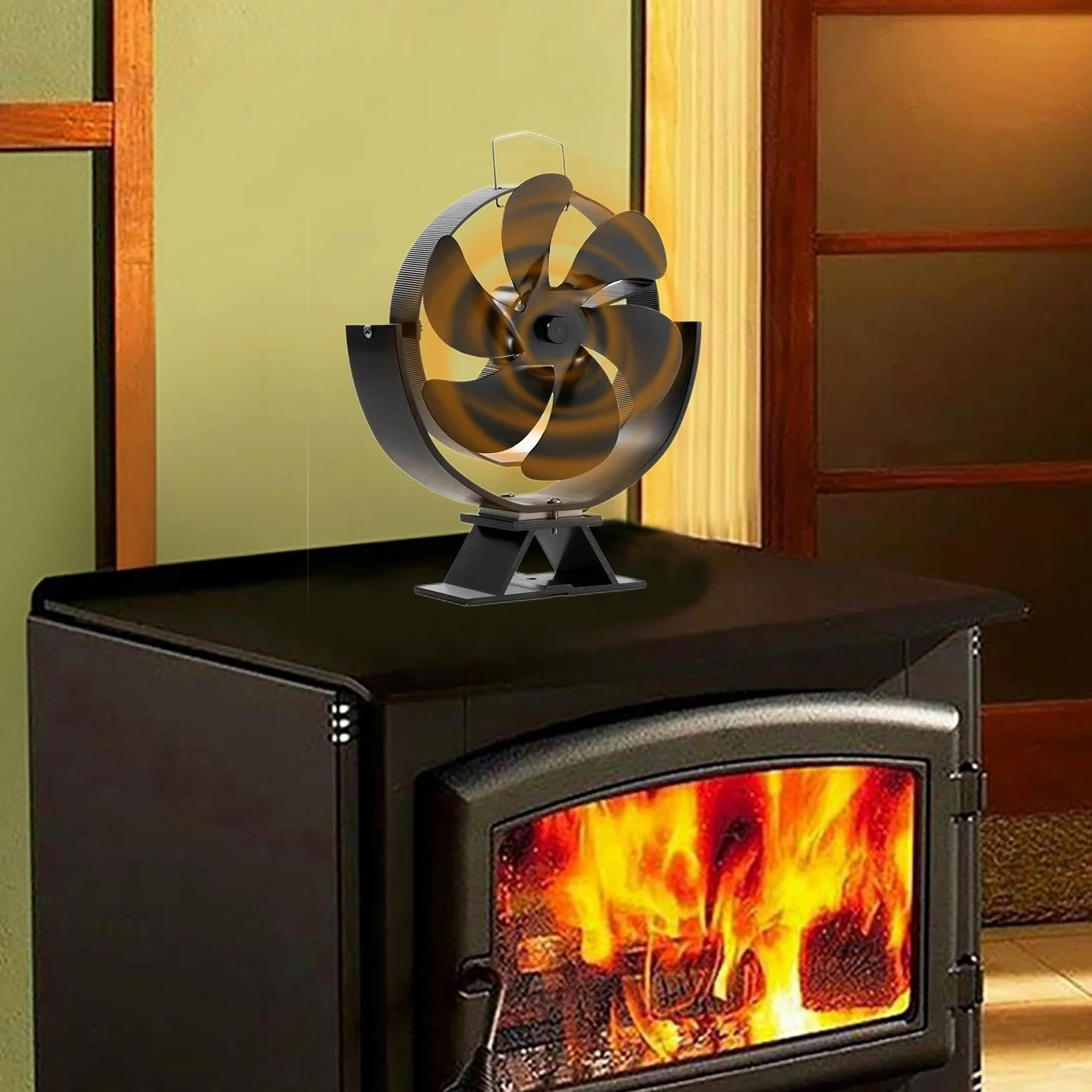 Ventilatore per stufa a legna, robusto ventilatore di circolazione 'aria | calda, girevole a 360 gradi, distribuzione efficiente del calore, riscaldato, silenzioso, alimentato a calore, 6