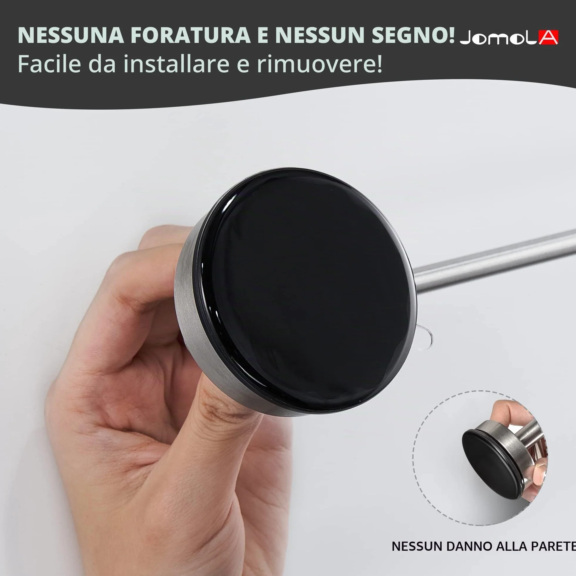 Porta Asciugamani Bagno Acciaio Inossidabile 42,8CM Ventosa Finitura Spazzolata