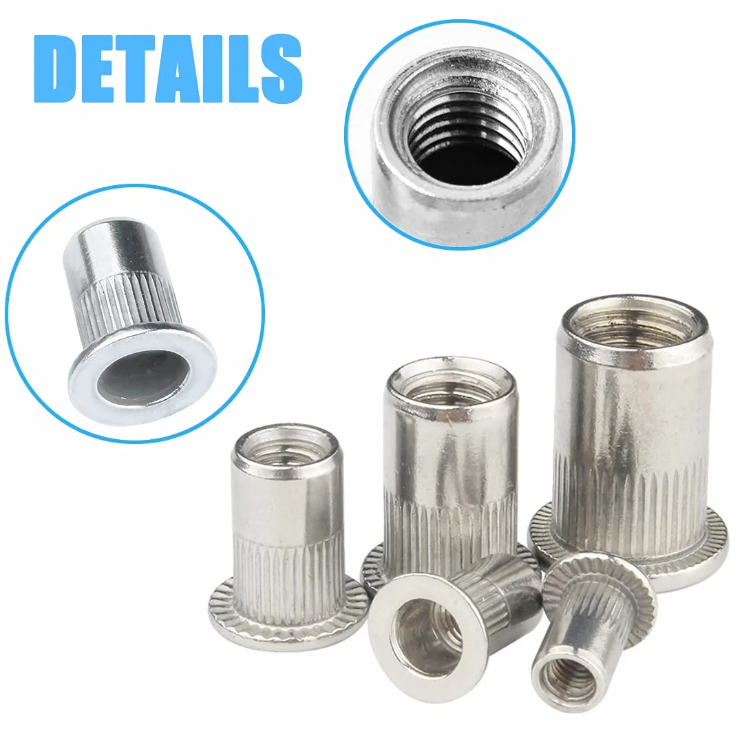 Dado Rivetto In Alluminio Testa Piatta Inserto Filettato Assortimento Kit M3 M4 M5 M6 M8 M10