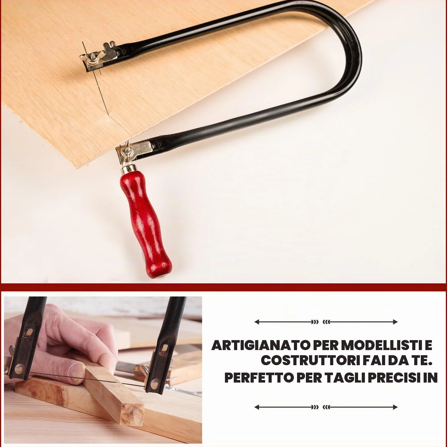Set di Seghetti da Traforo Comprendente 4 Lame per Seghe (4#6#8#10#) Chiave di Montaggio e Archetto per Seghetti da Traforo per Metallo e Legno Sega da Ferro Piccola Girevole a 360 Gradi