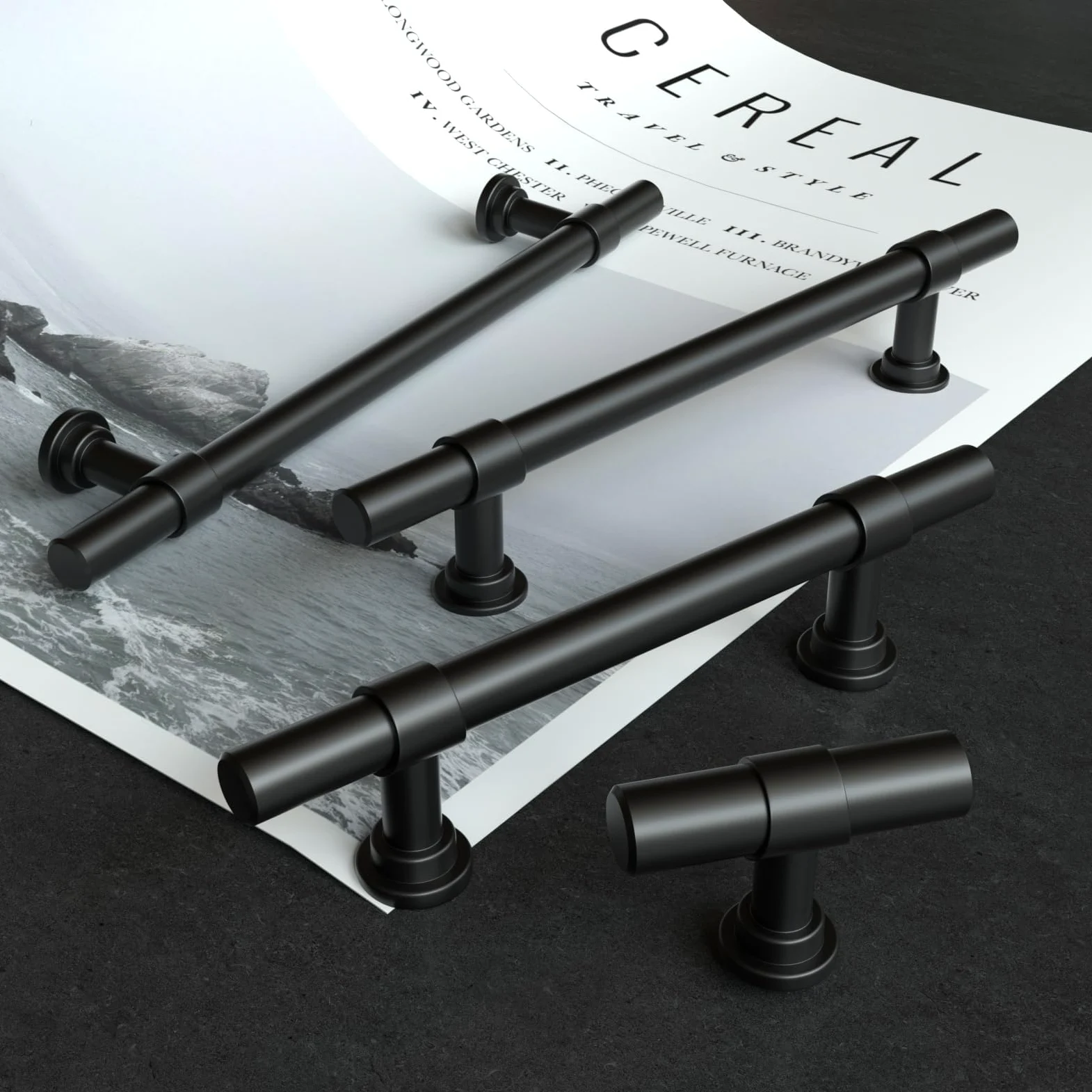 LONTON - Maniglie per mobili da cucina, 15 pezzi, colore nero, 160 mm, distanza tra i fori