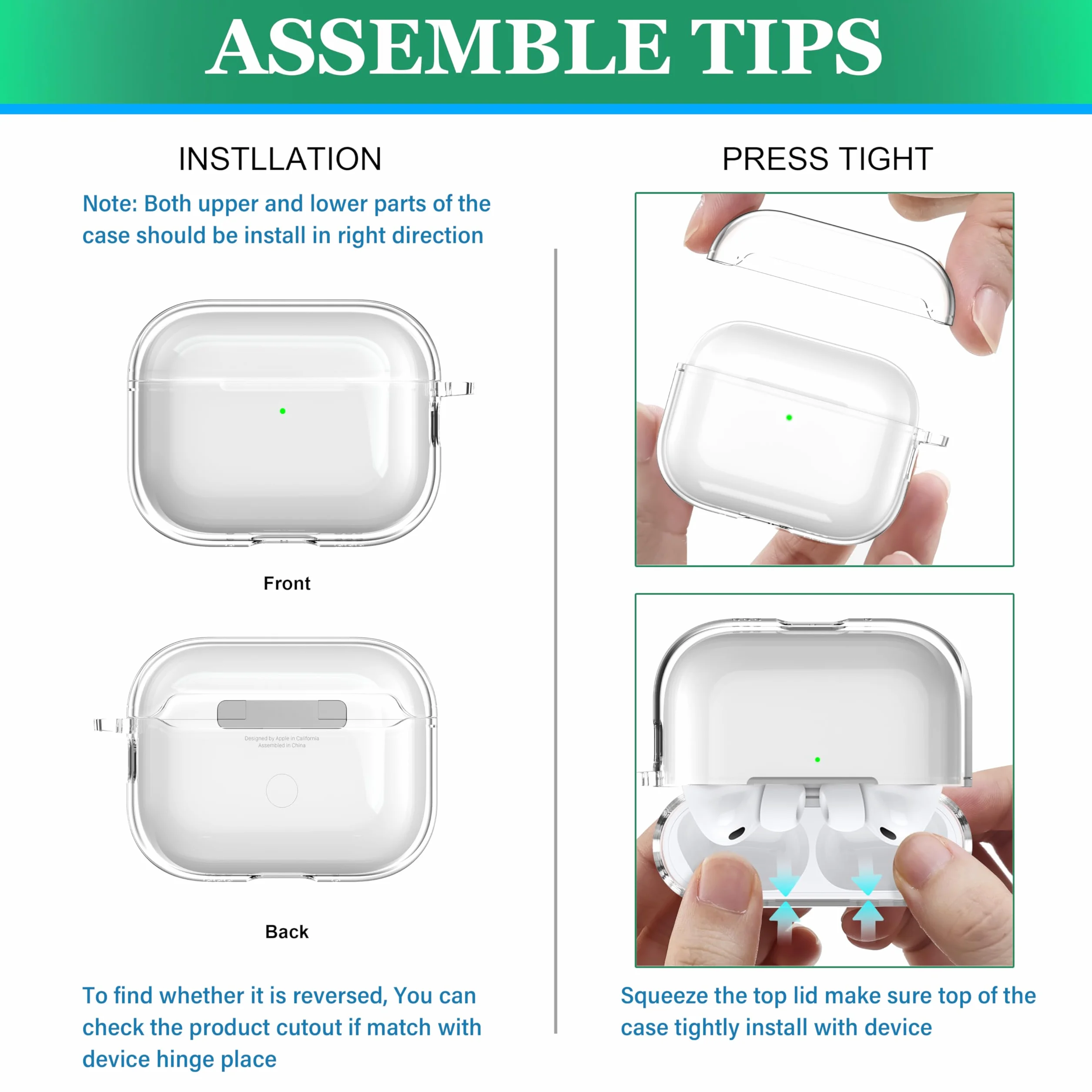 Compatibile con la Custodia per Airpods Pro 3 generazione, Custodia per Airpods Pro 3 con Portachiavi, Custodia Trasparente Morbida e Resistente Agli Urti di Grado Militare, Bianca