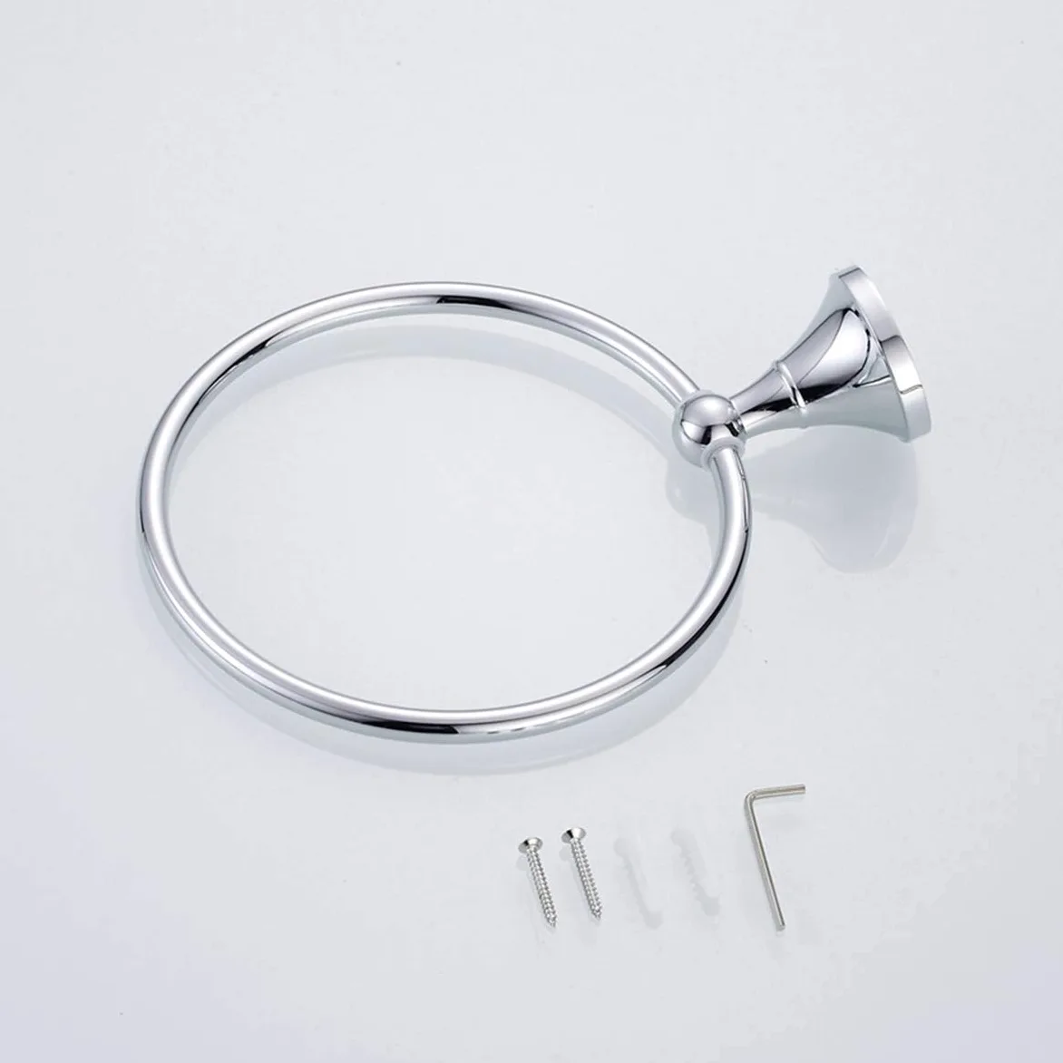 Portasciugamani Anello portasciugamani in Ottone Rotondo Appeso mensola portasciugamani Ciondolo Hardware per Bagno Accessori da Cucina a Parete, Argento