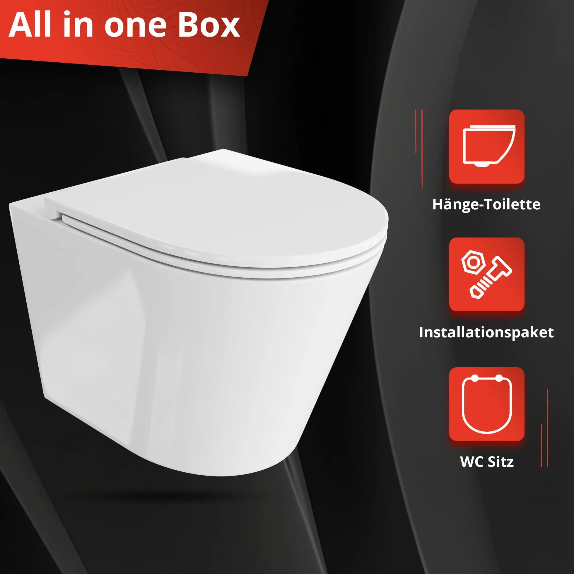 Lavita LAV 101 LAV 200.1.2 Set WC sospeso a parete 40cm fondo profondo GALVE Bianco senza brida Piastra comando Cromato