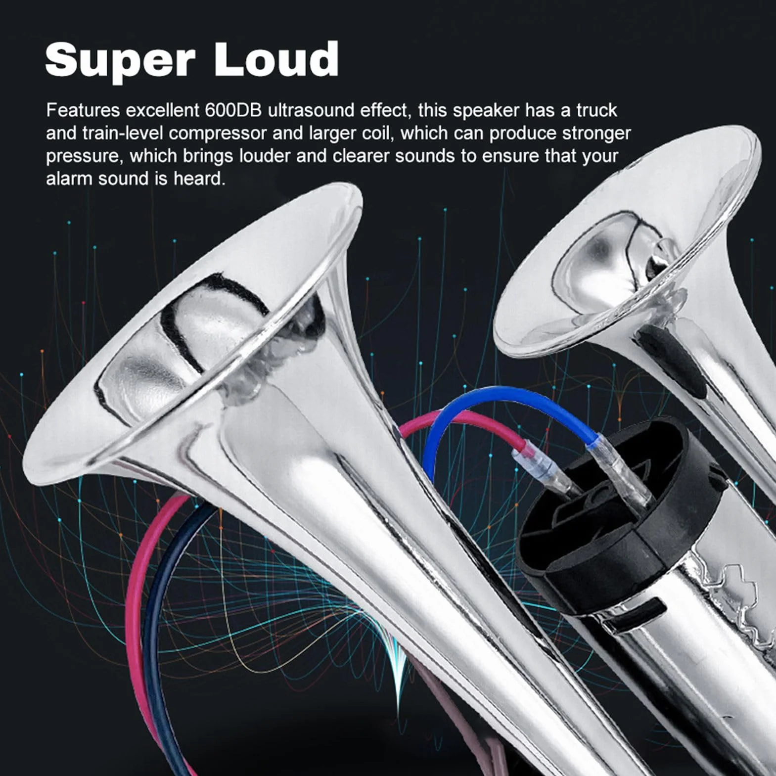 Dual Trumpets Kit di corni super rumorosi con compressore universale 600 dB per auto 12 V motociclette Trenks treni barche addominali neri argento 880G (Argento)