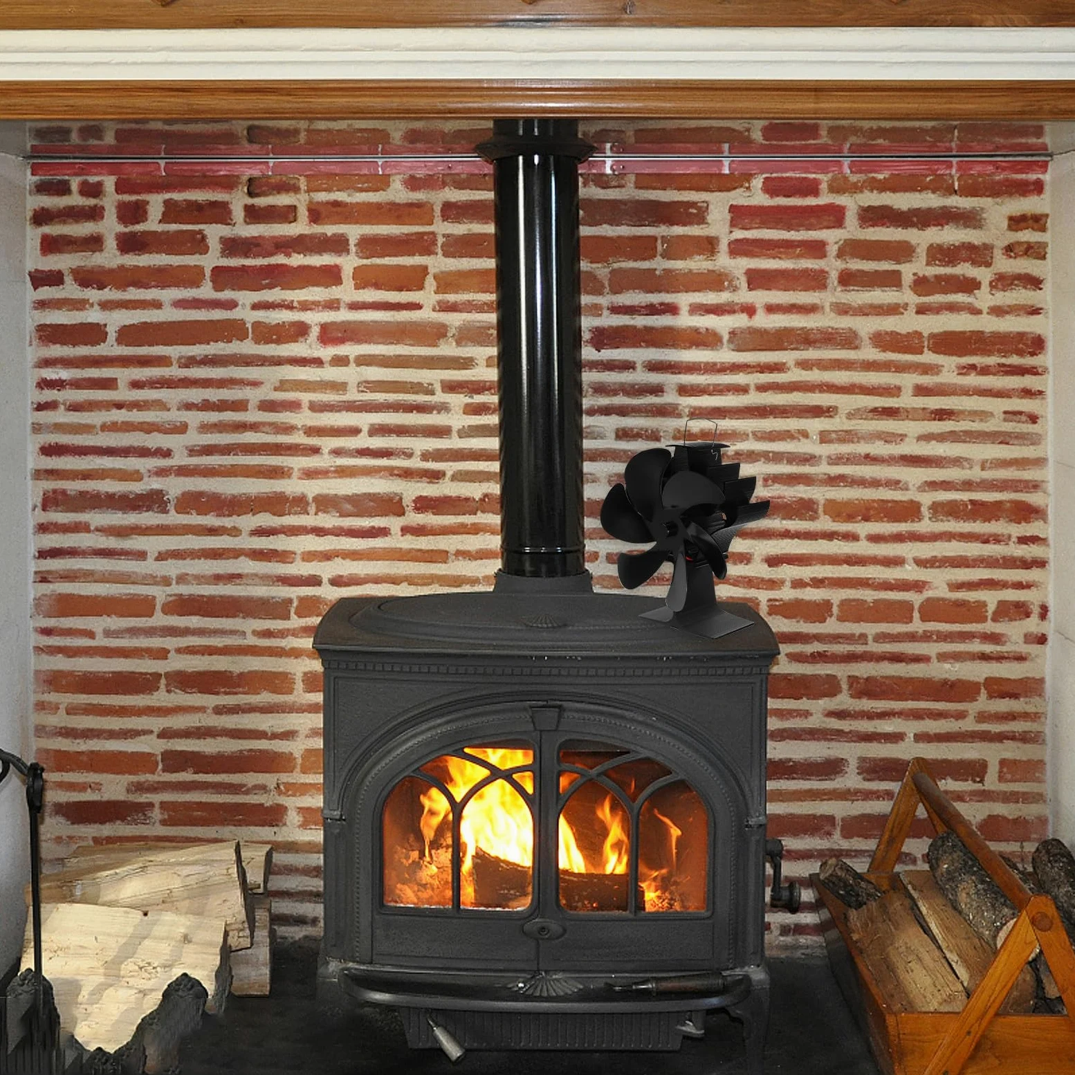 GALPADA Ventilatore per Stufa Legna Termoventilatore da Caminetto a 5 Pale in Lega di Alluminio, Silenzioso senza Elettricità, per Creare Un'atmosfera Estiva Confortevole