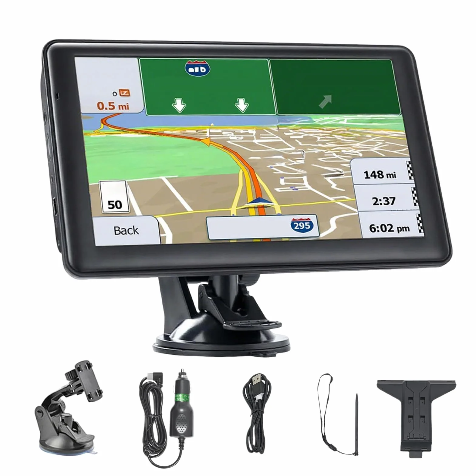 Navigatore satellitare da 7 pollici per auto, navigatore GPS H;D con mappe del Regno Unito e Europa, assistenza per la guida della corsia, aggiornamenti gratuiti, supporto navigazione postale ricerca