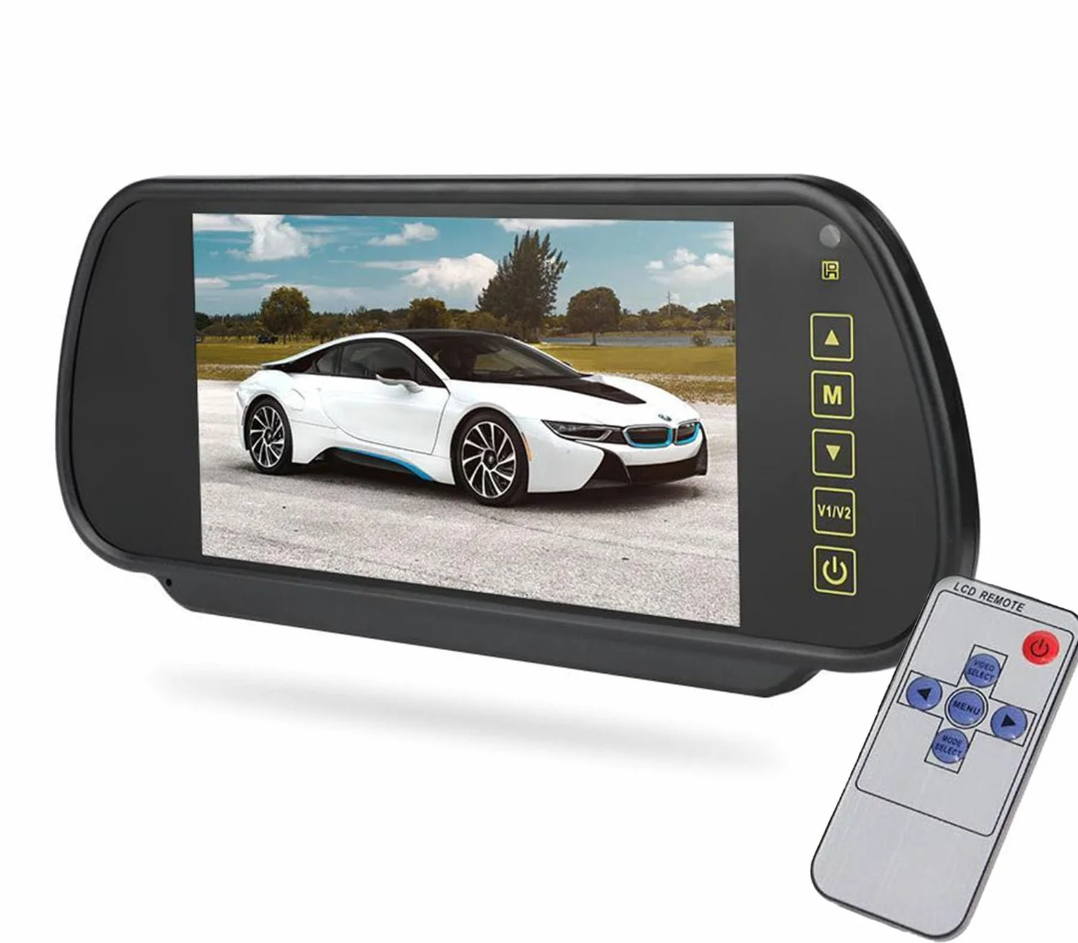 Yasta Specchietto Retrovisore 7" Pollici con Monitor HD per Retromarcia, Display LCD a Colori per Auto, Telecamera di Parcheggio per Camper, Furgone, Camion, SUV, Sistema di Assistenza al Parcheggio
