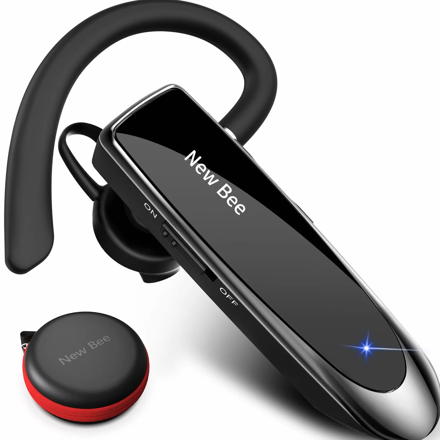 Auricolare Bluetooth Singolo 5.0 Auricolare Mani Libere New Bee Cuffia Bluetooth Mono per Huawei Samsung iPhone Cellulari Android Laptop e Altro