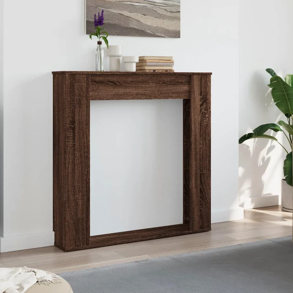 Rantry Arredo Cornice per Camino Rovere Marrone 100x20x100 cm in Truciolato, Mobilia Cornice Camino, Camino da Pavimento con Cornice e Bruciatore, Accessori Camino, Cornice Legno