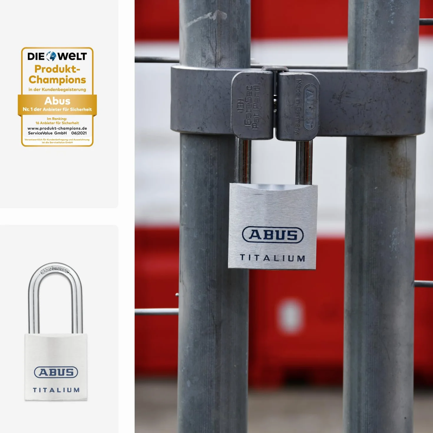 ABUS 562242-80TI/40HB40 Candado Titalium arco Nano protect y llave de 6 pitones 40 mm arco largo