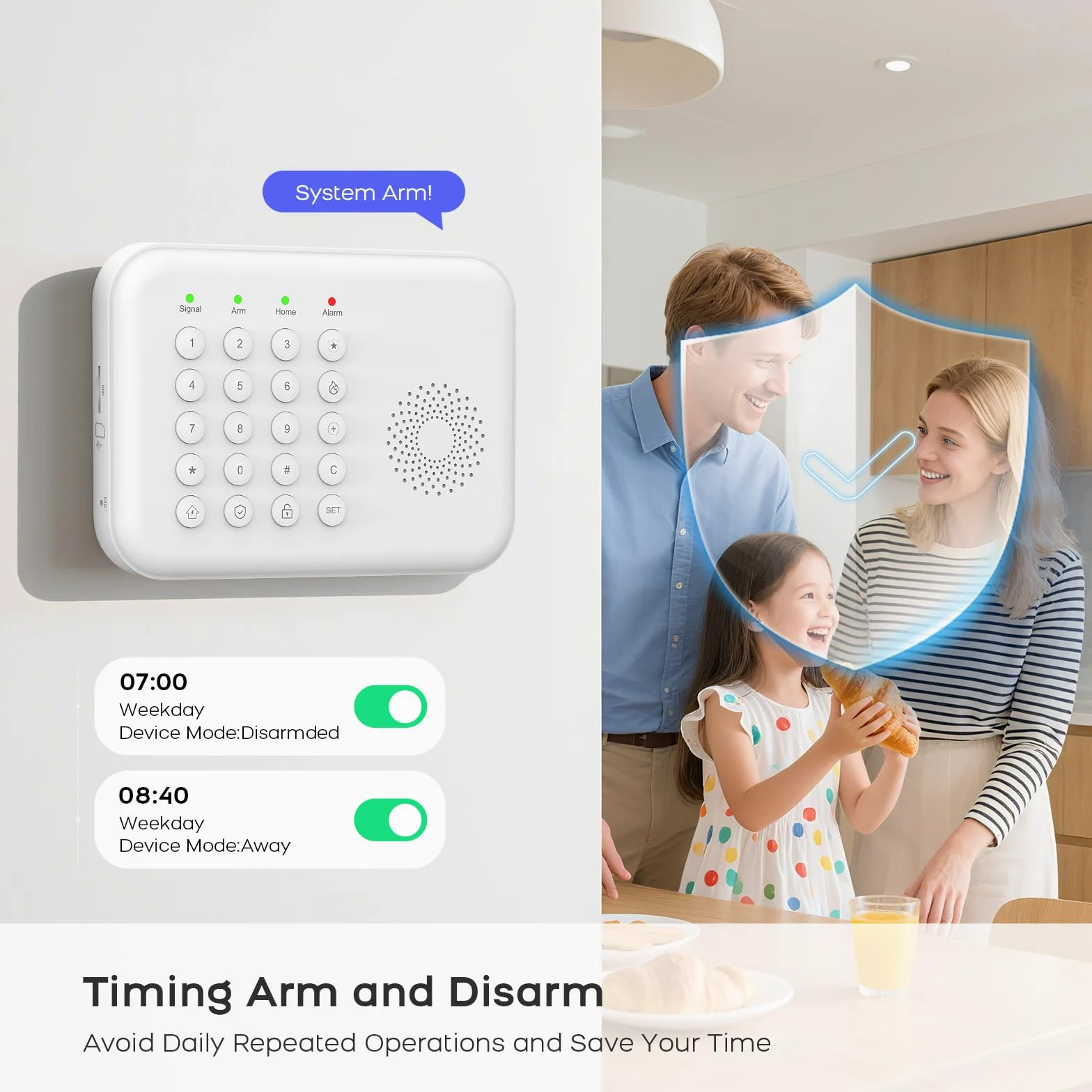 Kit sistemi di sicurezza domestica wireless, sistema di allarme 4G/WiFi + GSM con selezione automatica, app e controllo vocale, senza costi mensili, compatibile con Alexa e Google Assistant