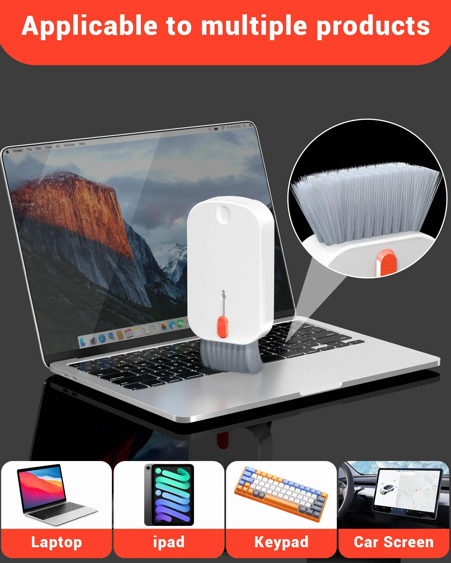 Kit per la pulizia dello schermo, per telefoni cellulari, computer portatili, iPad, monitor, pulisci schermo auto, spazzola per la pulizia della tastiera con estrattore per chiavi, composto da spray