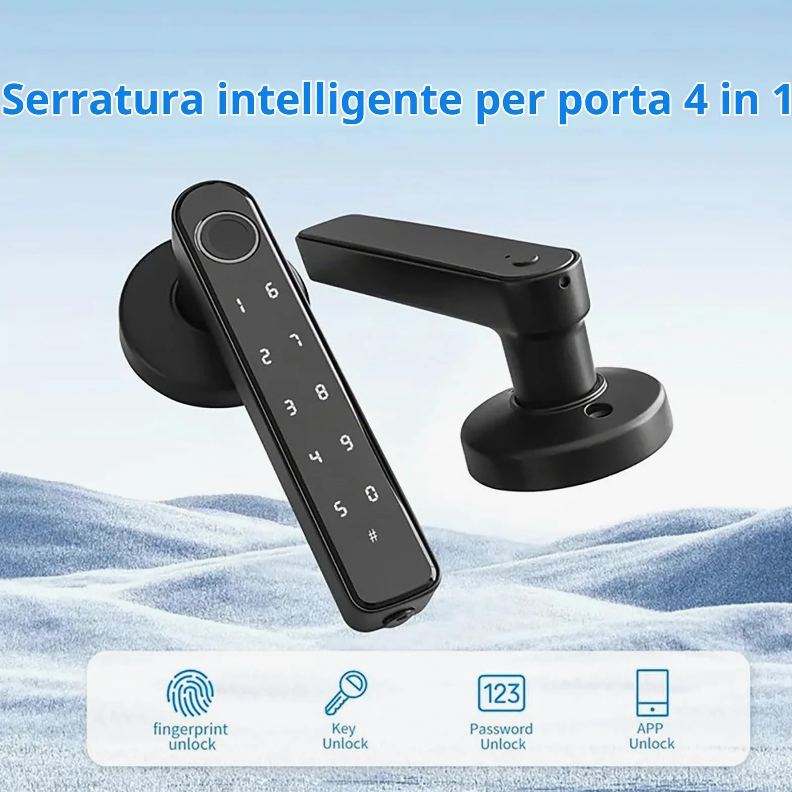 NEWFUN Serratura Smart, Serratura Smart Porta Blindata, Adatto per Porte Interne con Uno Spessore Compreso tra 35 e 55 Millimetri, Quattro Varianti di Apertura, Nero