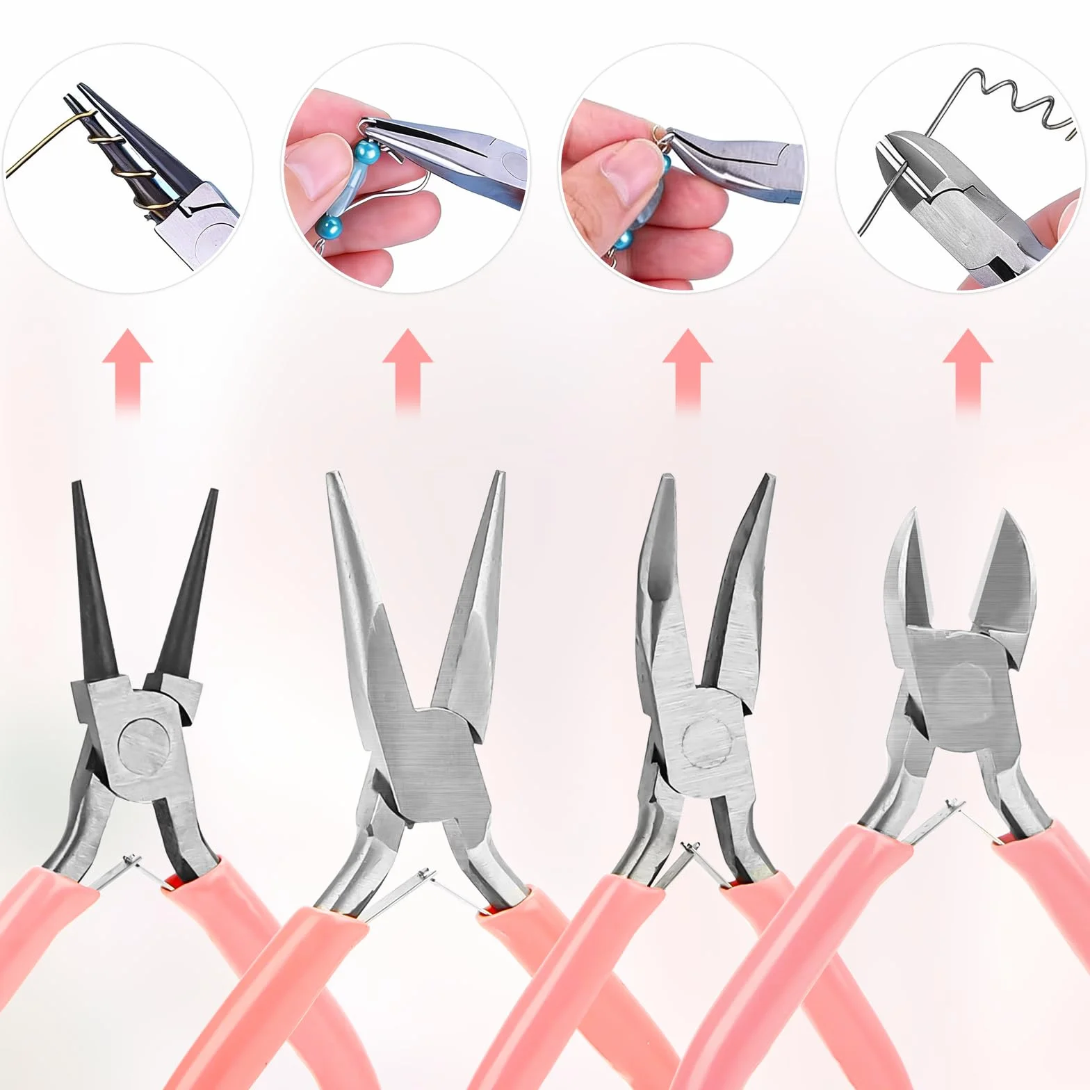 Set di pinze per gioielli, pinza per aghi, pinza per catena, tagliafili, creazione e riparazione fai da te