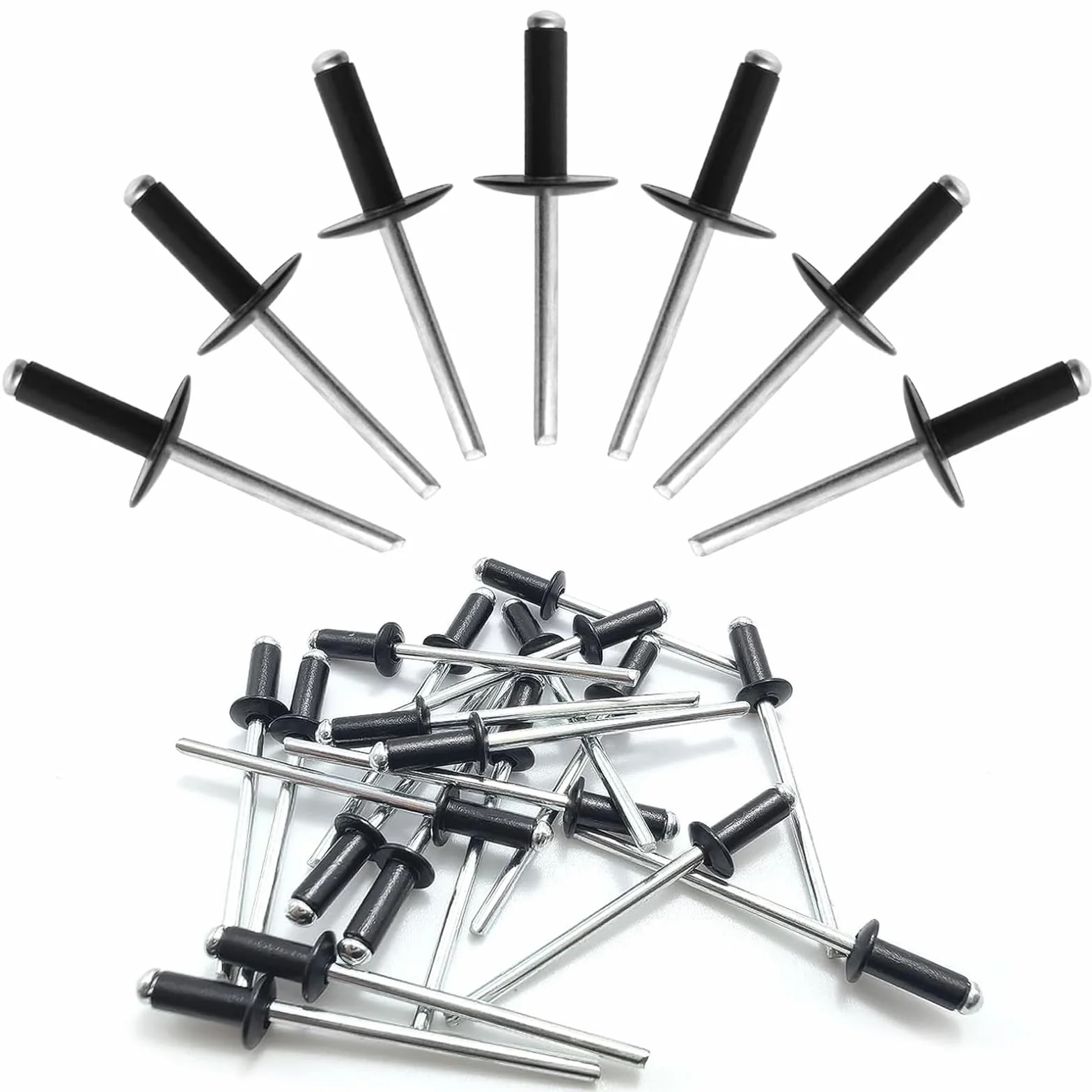 Rivetti in Alluminio Nero M4.8x16mm, Rivetti Pop per Targa, Metallo, Legno e Plastica, con Rivettatrice Manuale