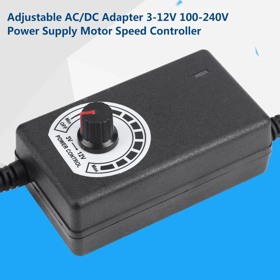 Adattatore AC a DC 3-12 V 2A Regolatore di Velocità Motore Alimentatore Regolabile con Spina Americana