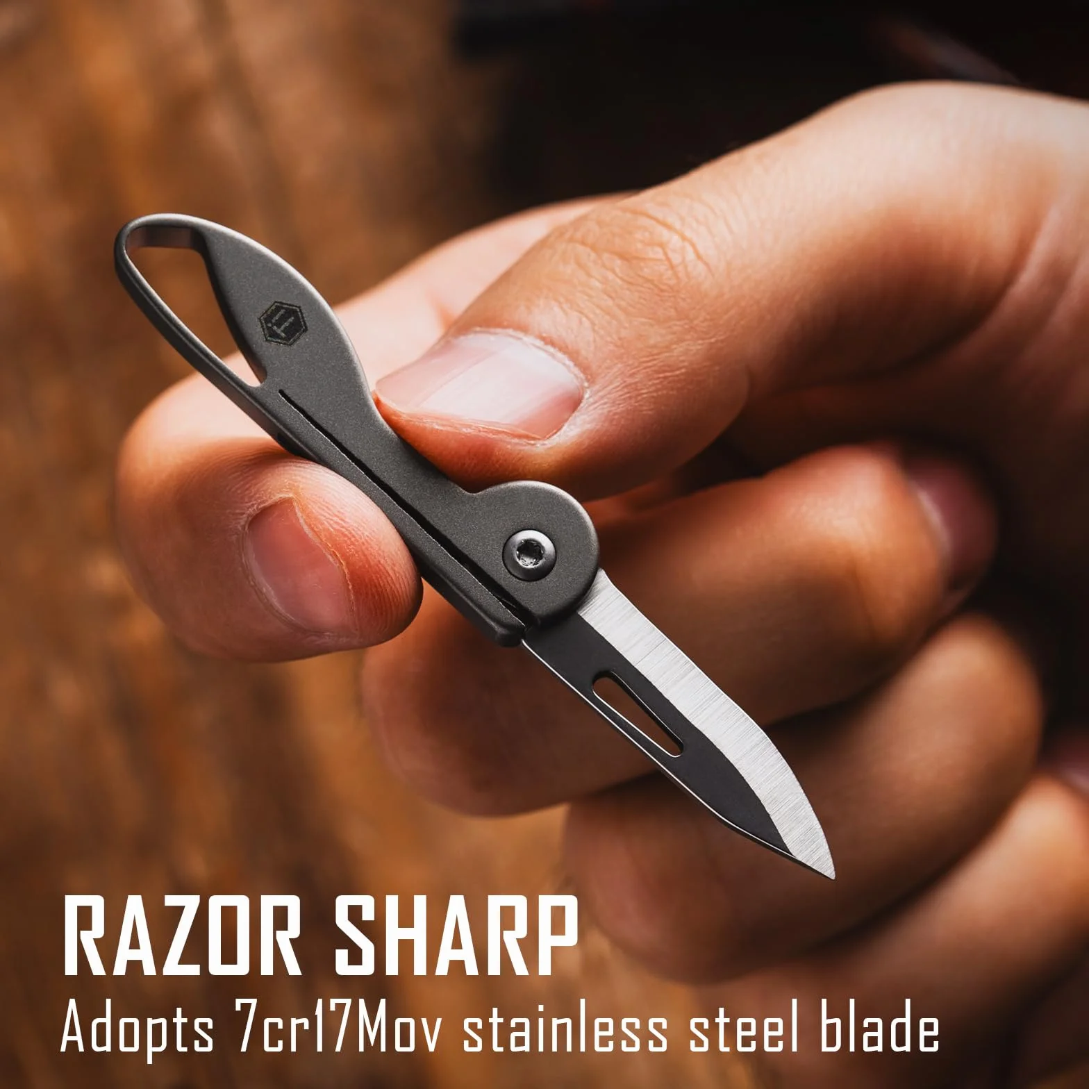 KeyUnity KK05 Mini coltello tascabile in titanio - Lama pieghevole affilata EDC