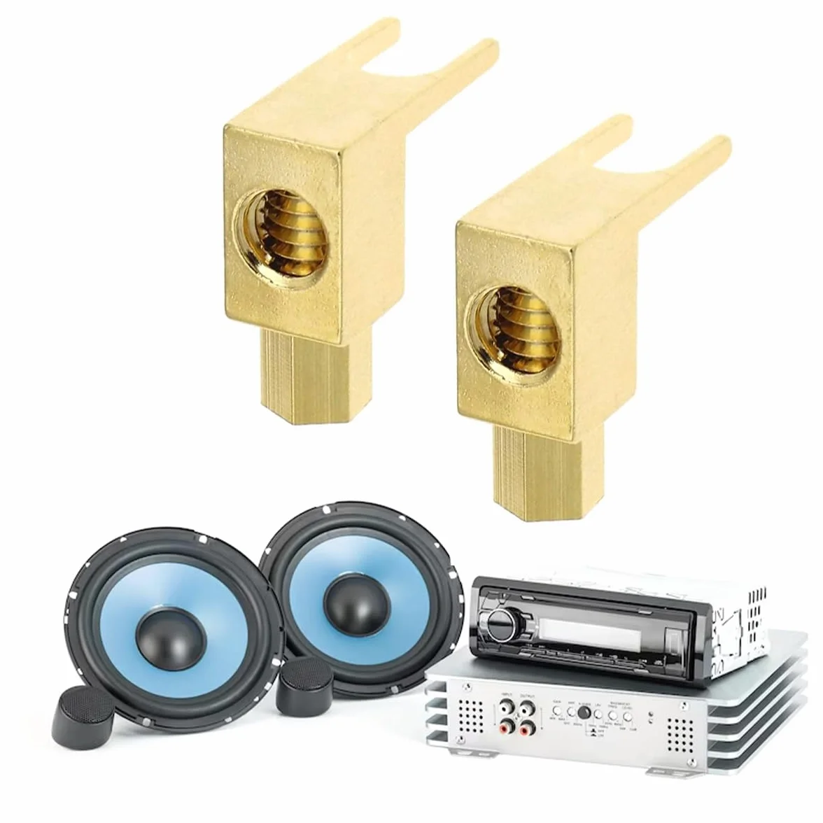 WANGCL 8 pezzi Connettore per cavo altoparlante, adattatore da banana a forcella Hi-End Cavo altoparlante Filo forcella rettangolare For-k e connettore a morsetto