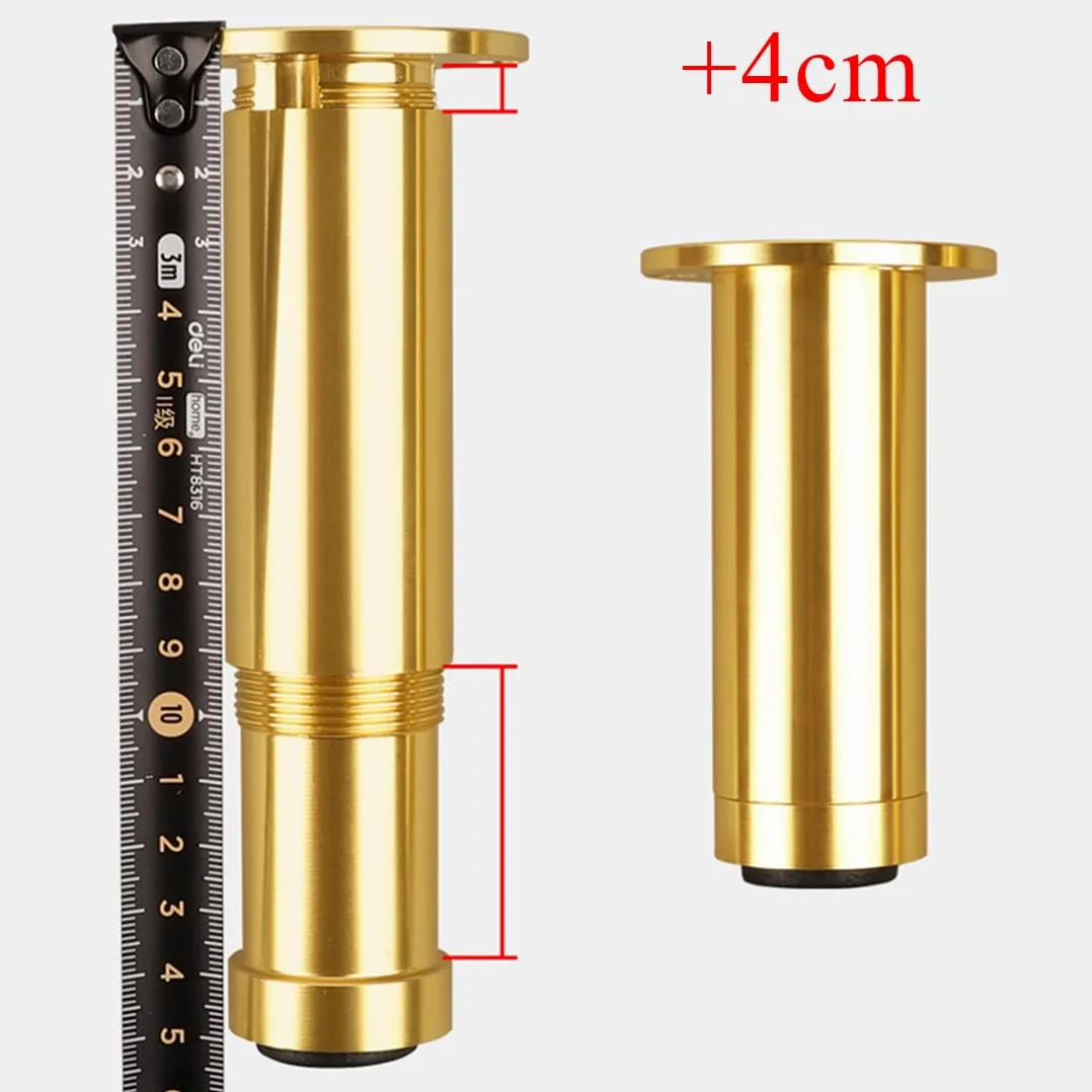 Gambe per mobili Rotonde Regolabili, Lega di Alluminio, Finitura Spazzolata, Altezza 8-30 cm, Set da 4 per tavolino/consolle, Viti Incluse, Supporto Robusto, Design Moderno