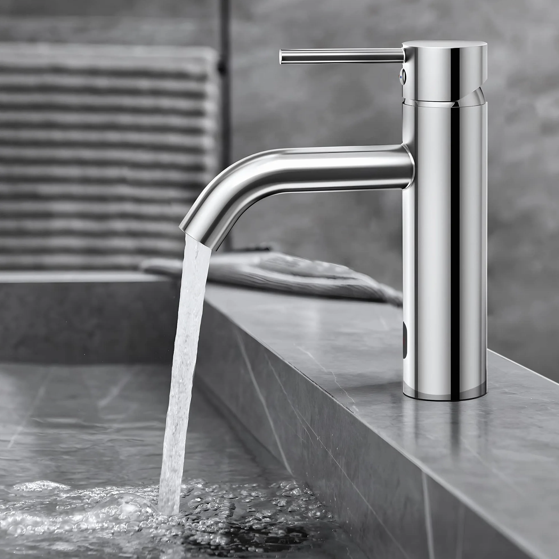 Rubinetto con Sensore Infrarossi Automatico per Lavabo Bagno Acciaio Inossidabile Cromo Argento