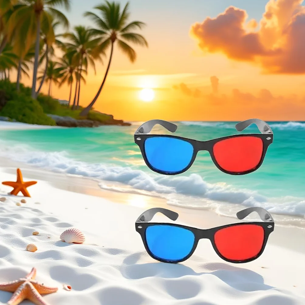2 occhiali 3D universali rossi e blu per TV cinematografici, 3D, occhiali 3D, per videogiochi, per film 3D, occhiali 3D, design semplice e leggero, accessori per occhiali 3D