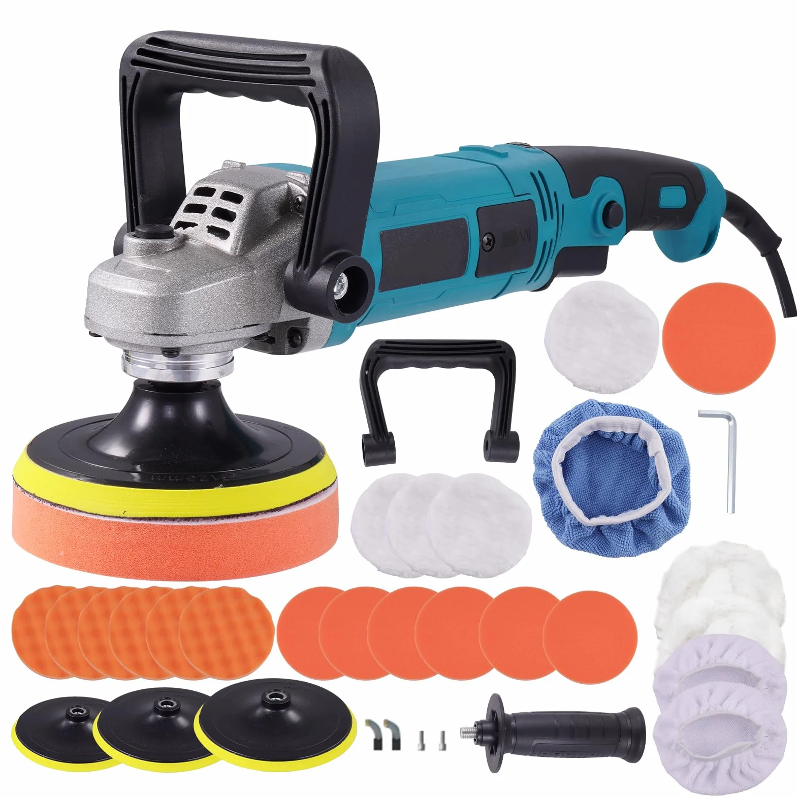 Lucidatrice per auto 1600 W 6 velocità variabile 220 V 500-3300 giri/min 125/178 mm set professionale