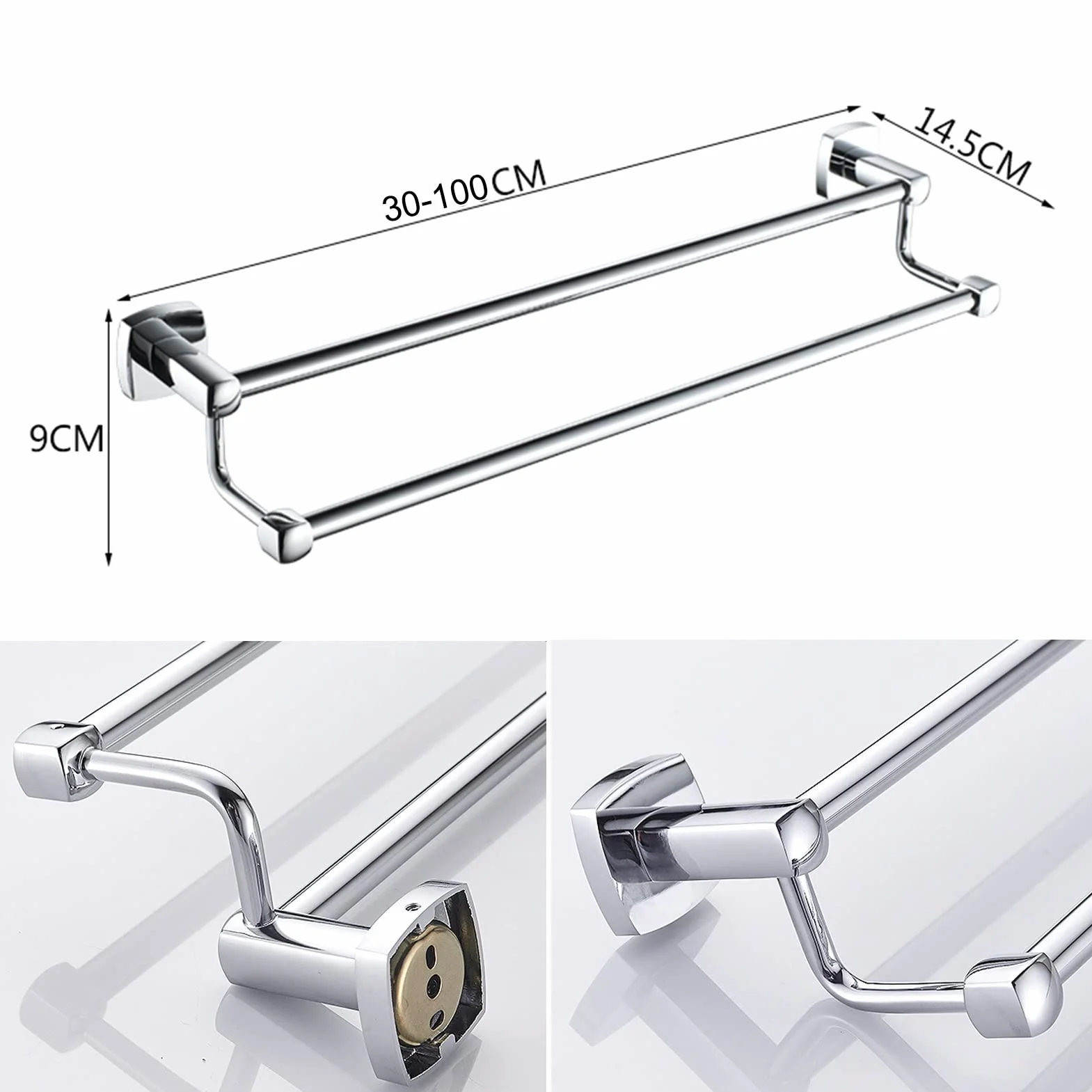 Portasciugamani da Parete Doppio portasciugamani da Doccia per Bagno, portasciugamani SUS304 Finitura Argento Lucido in Acciaio Inossidabile per Bagno o Cucina (Dimensioni : 100cm)